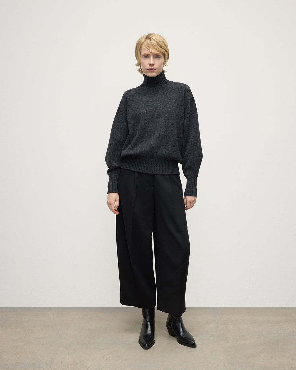 High Neck Charcoal Cashmere Jumper