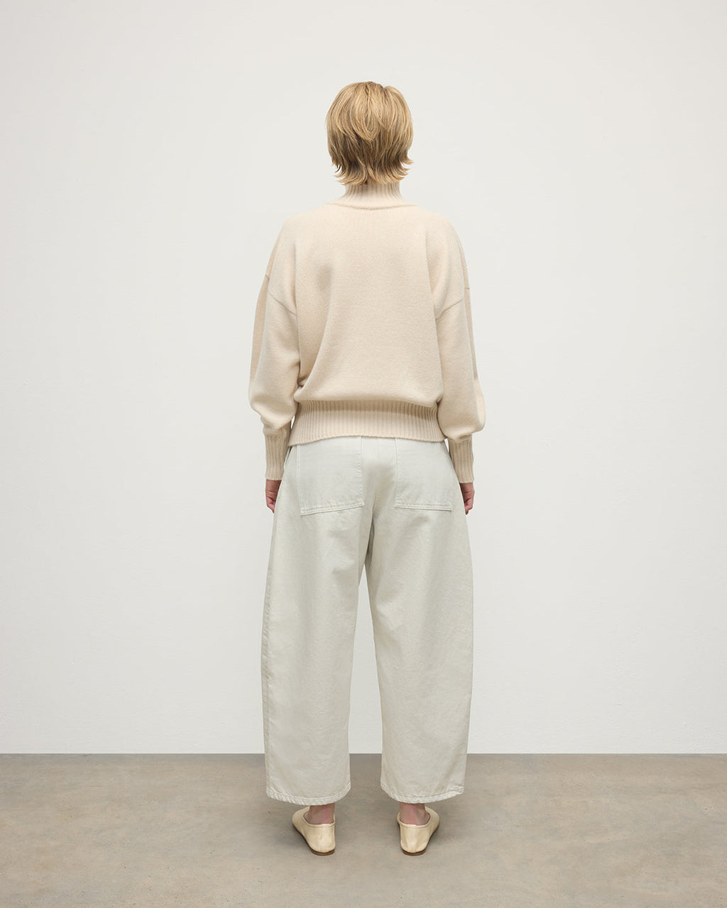 High Neck Cream Cashmere Jumper