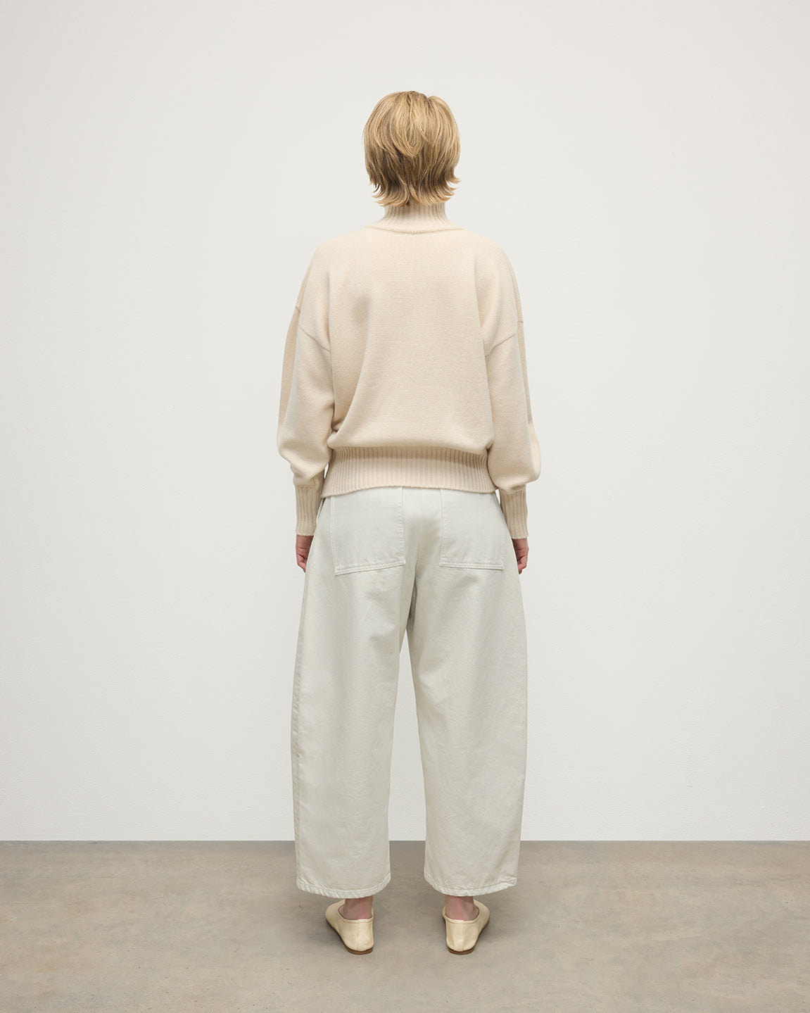 High Neck Cream Cashmere Jumper