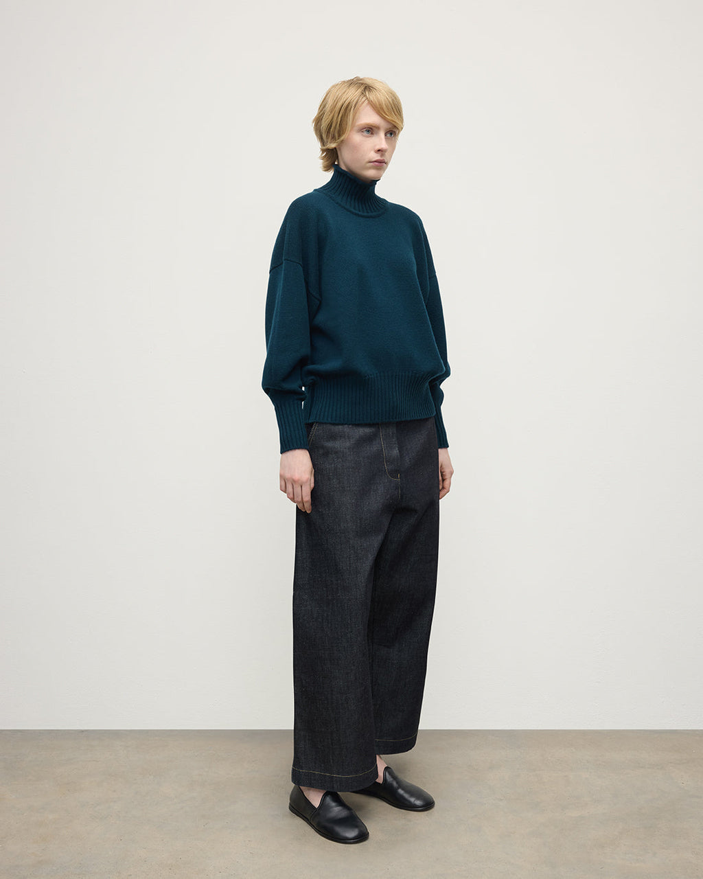 High Neck Bottle Green Cashmere Jumper