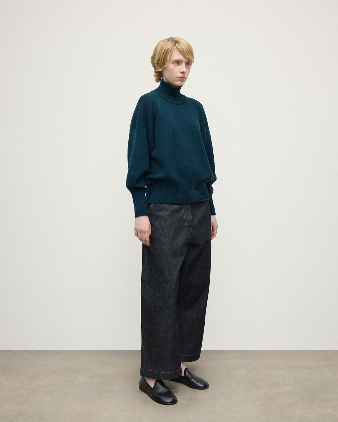 High Neck Bottle Green Cashmere Jumper