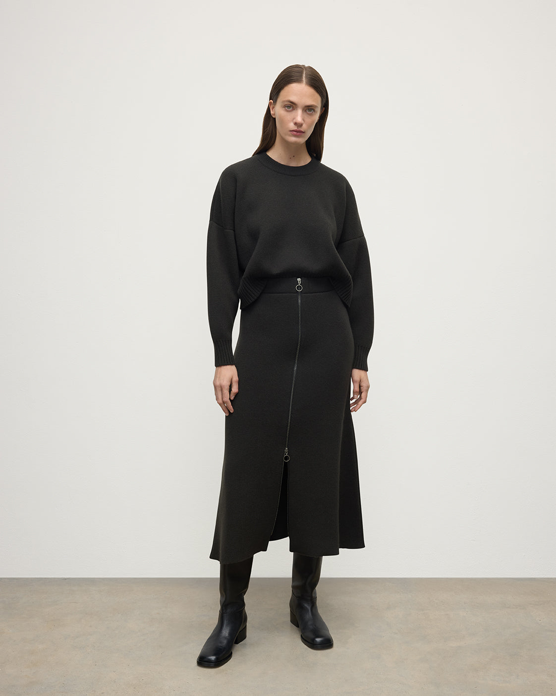 A-Line Milano Mid Grey Cashmere Skirt