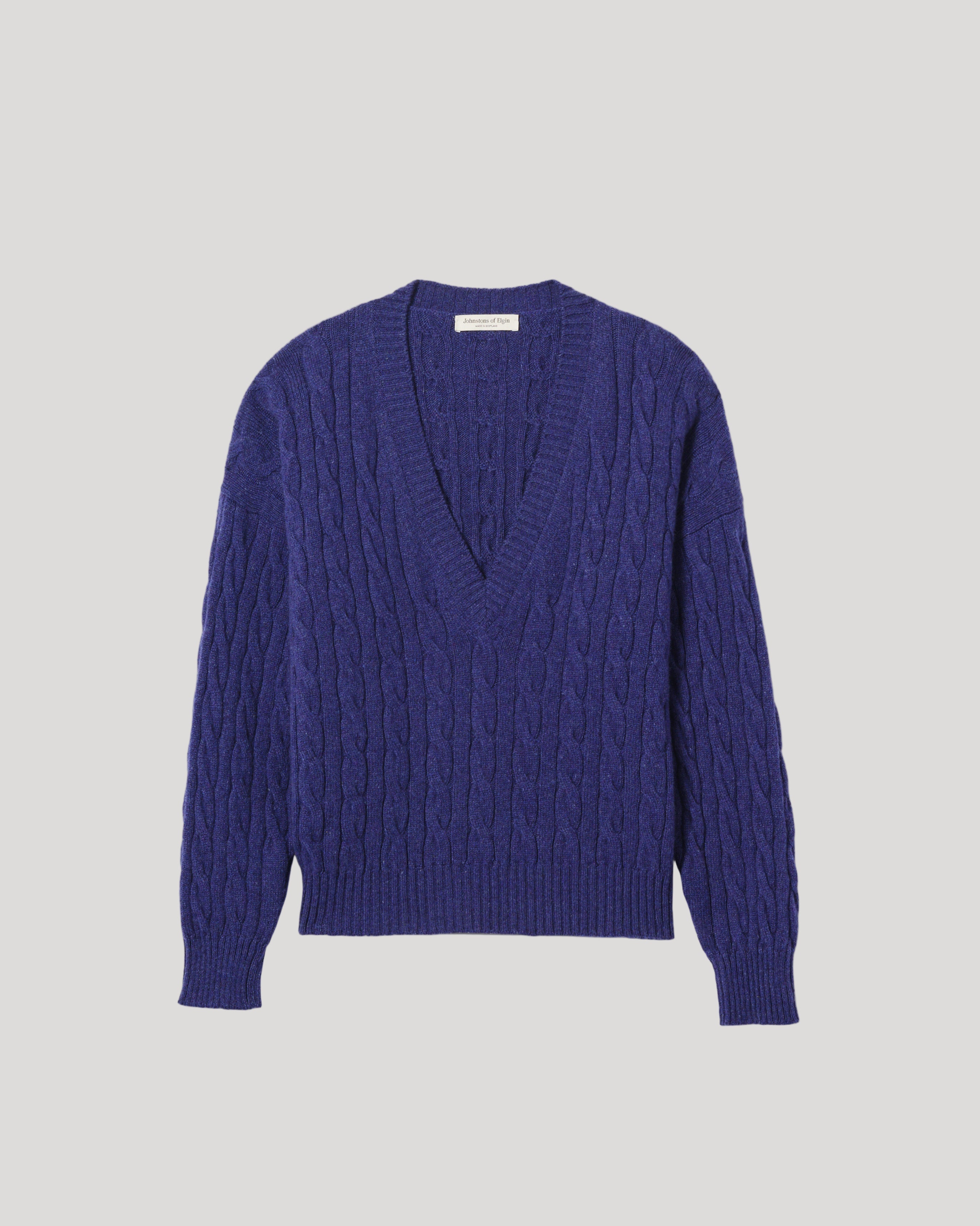 Kylesku Deep V Blue Cashmere Jumper