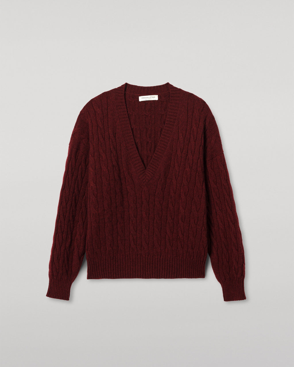 Kylesku Deep V Dark Red Cashmere Jumper
