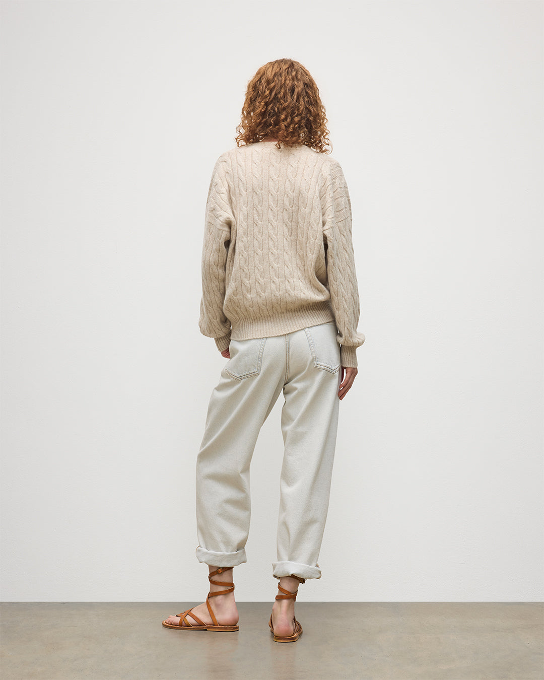Kylesku Deep V Cream Cashmere Jumper