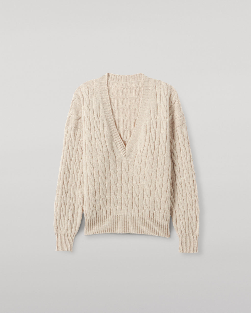 Kylesku Deep V Cream Cashmere Jumper