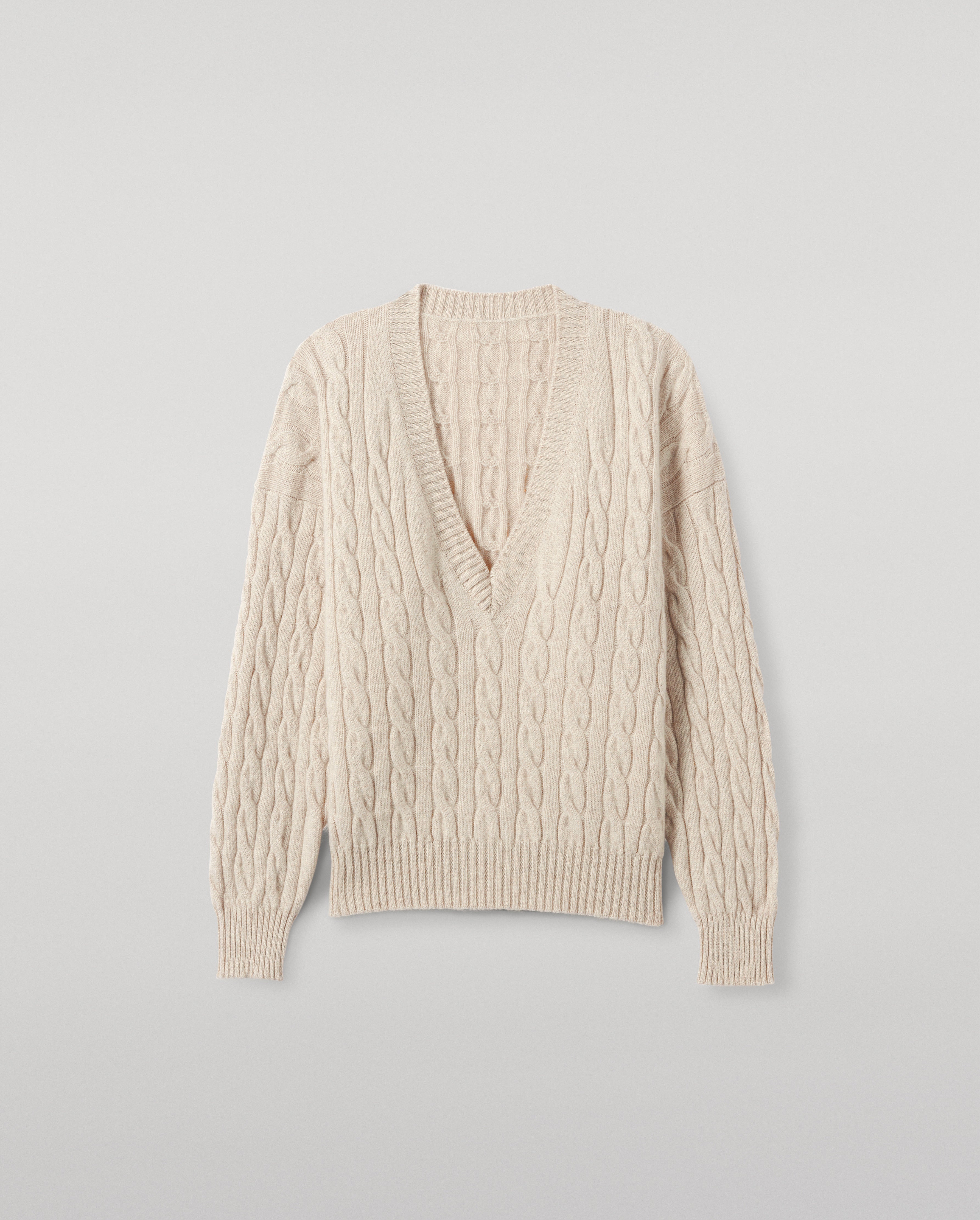 Kylesku Deep V Cream Cashmere Jumper
