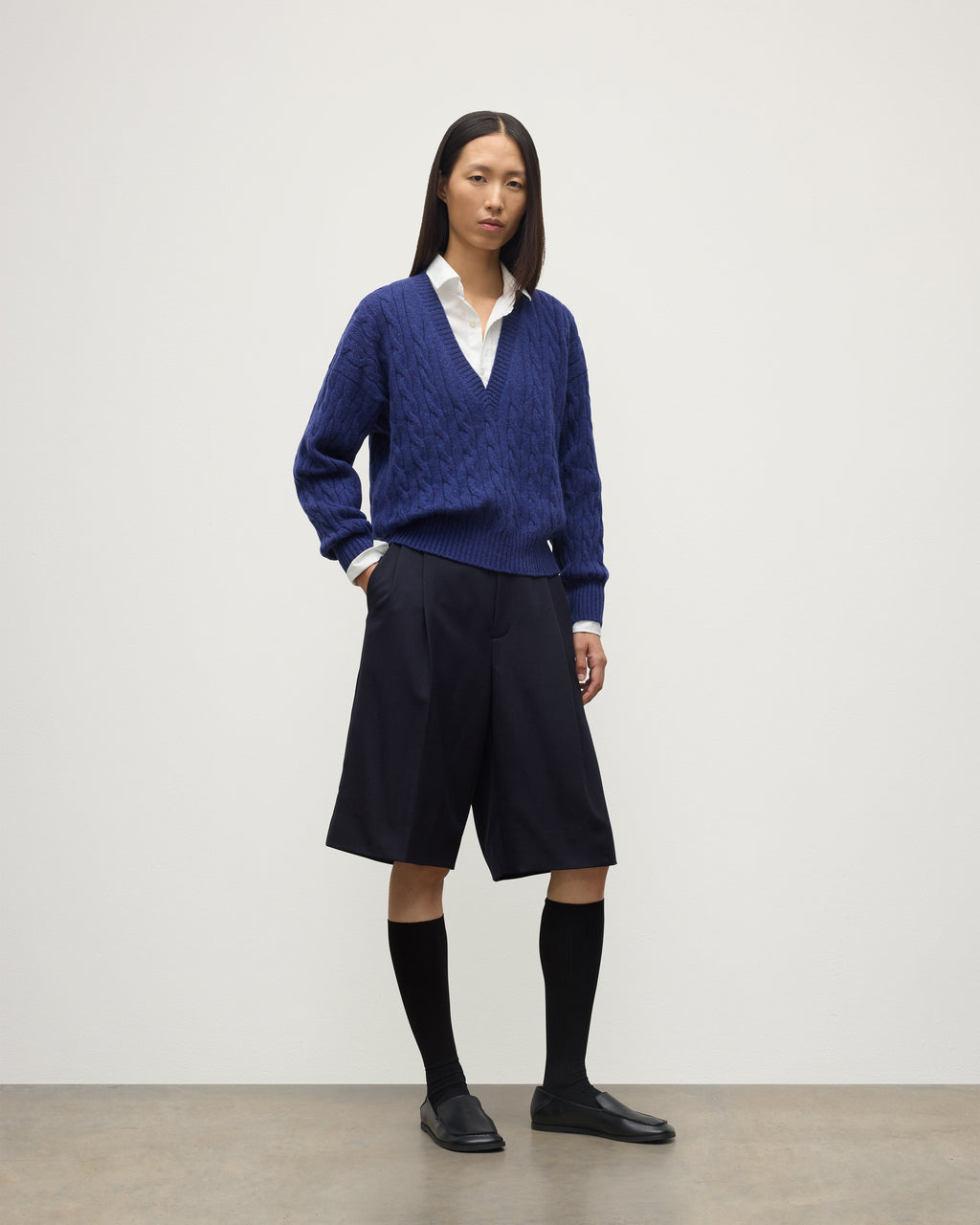 Kylesku Deep V Blue Cashmere Jumper