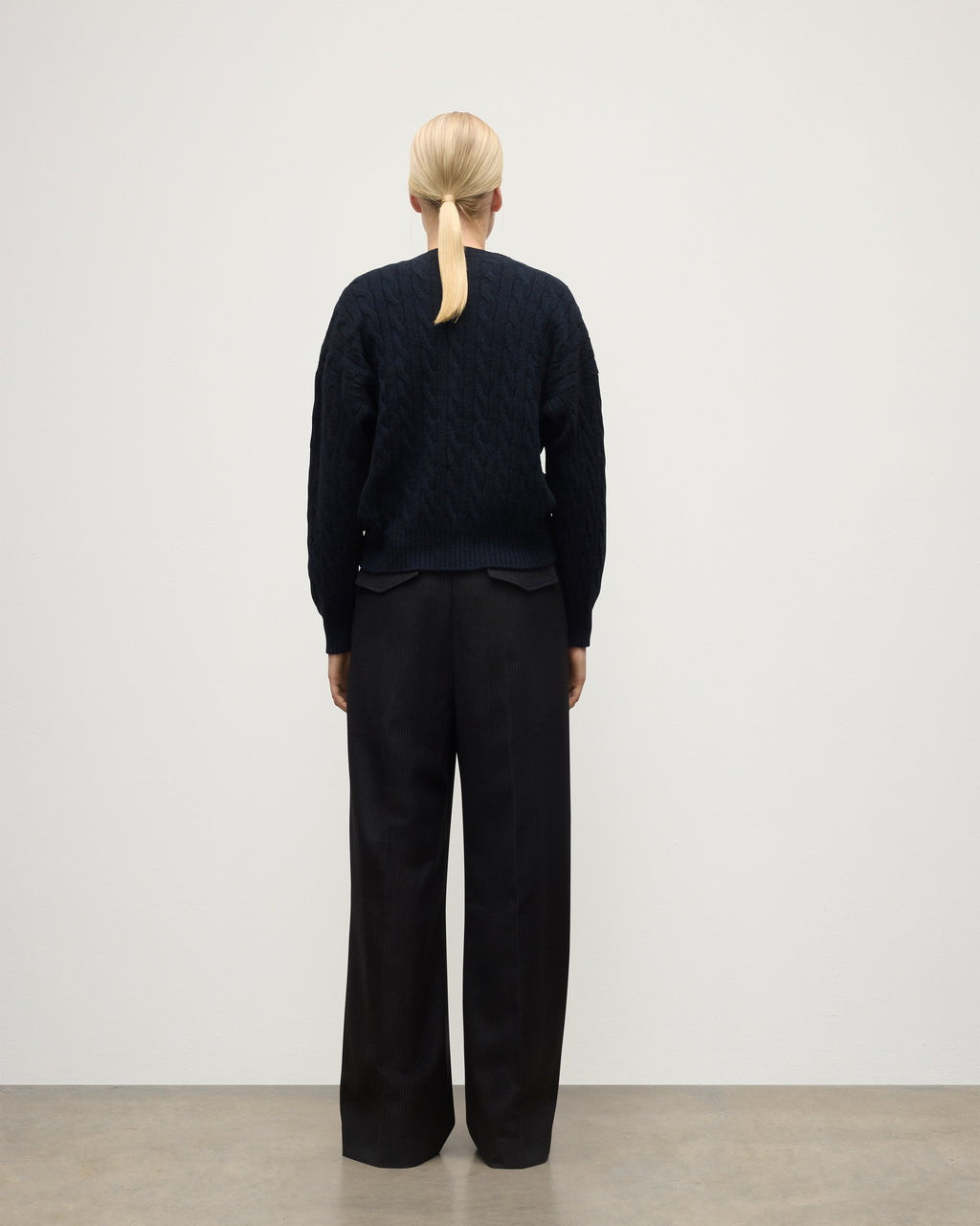 Kylesku Deep V Dark Blue Cashmere Jumper