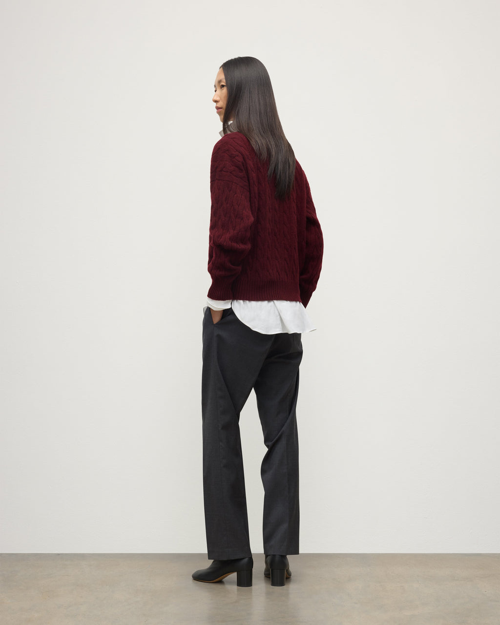 Kylesku Deep V Dark Red Cashmere Jumper