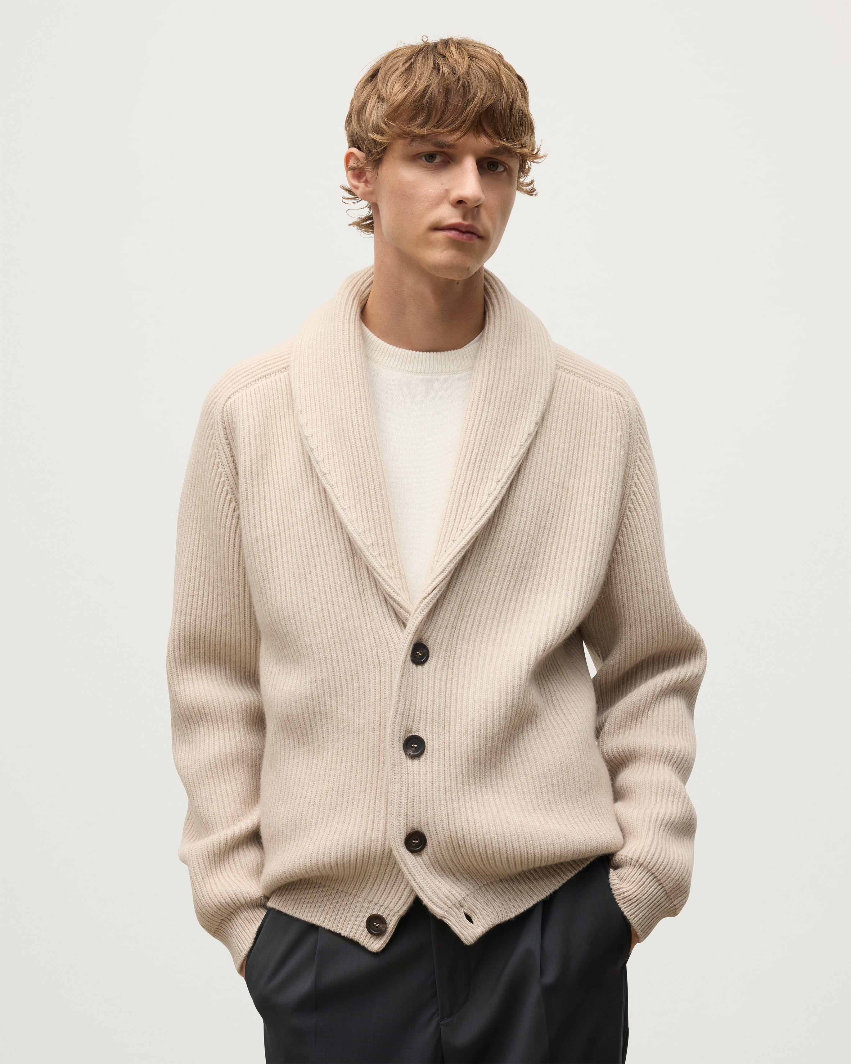 Pioneer Natural Shawl Collar Cashmere Cardigan