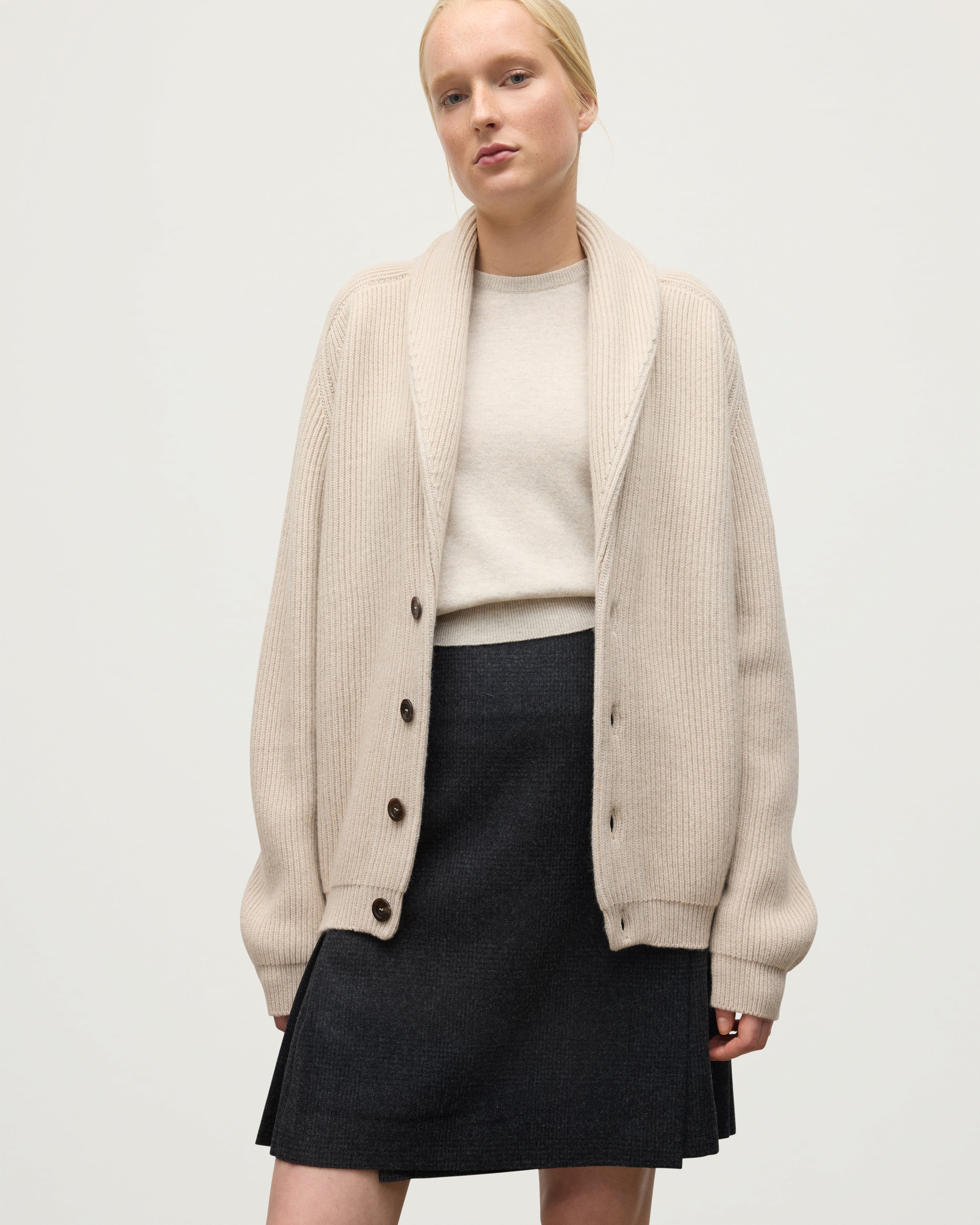 Pioneer Natural Shawl Collar Cashmere Cardigan