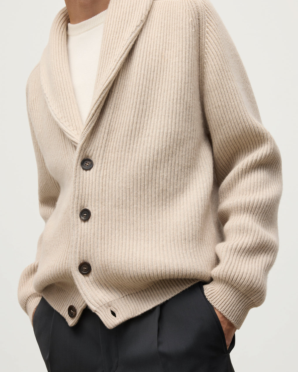 Pioneer Natural Shawl Collar Cashmere Cardigan
