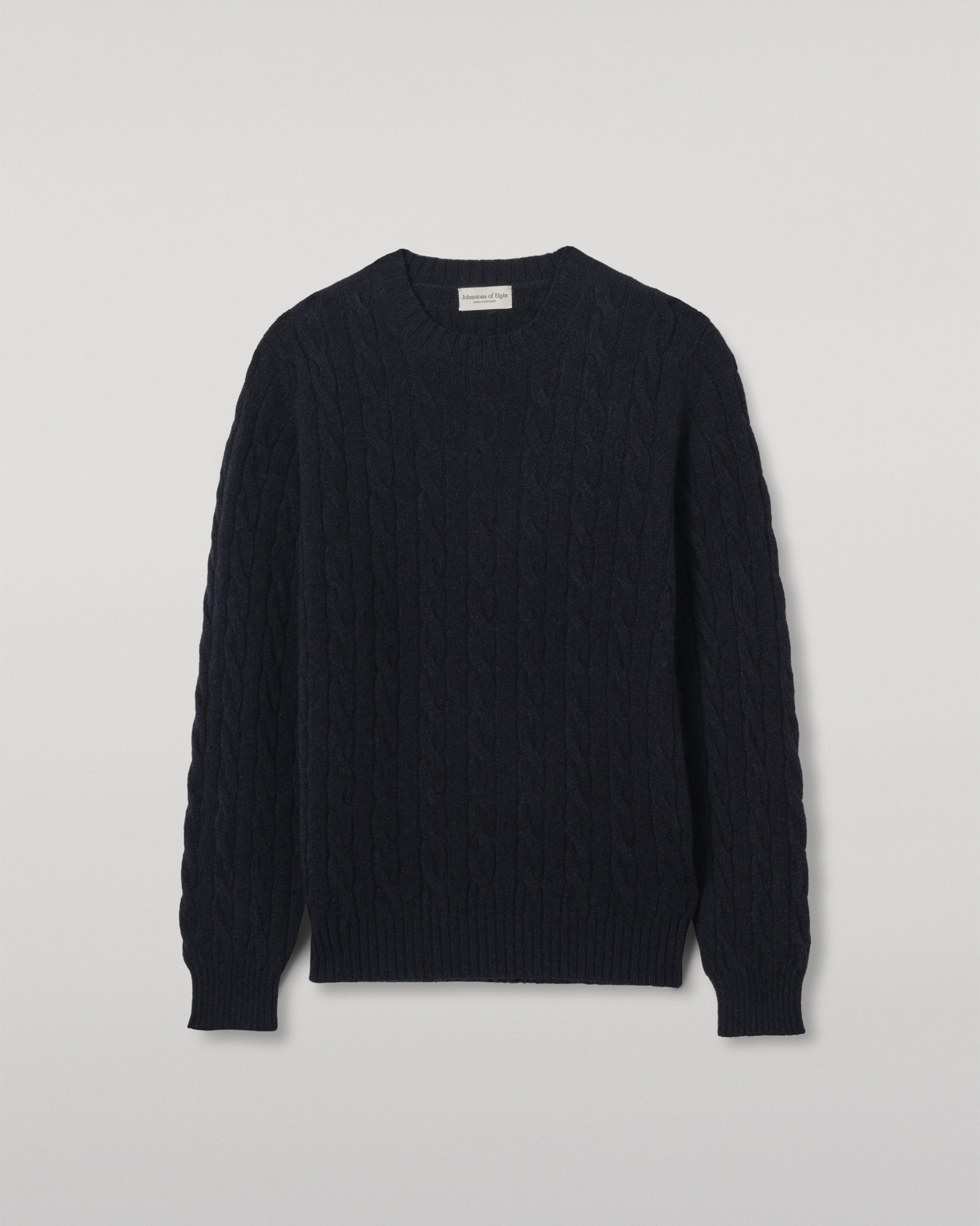 Calder Dark Blue Cable Cashmere Jumper