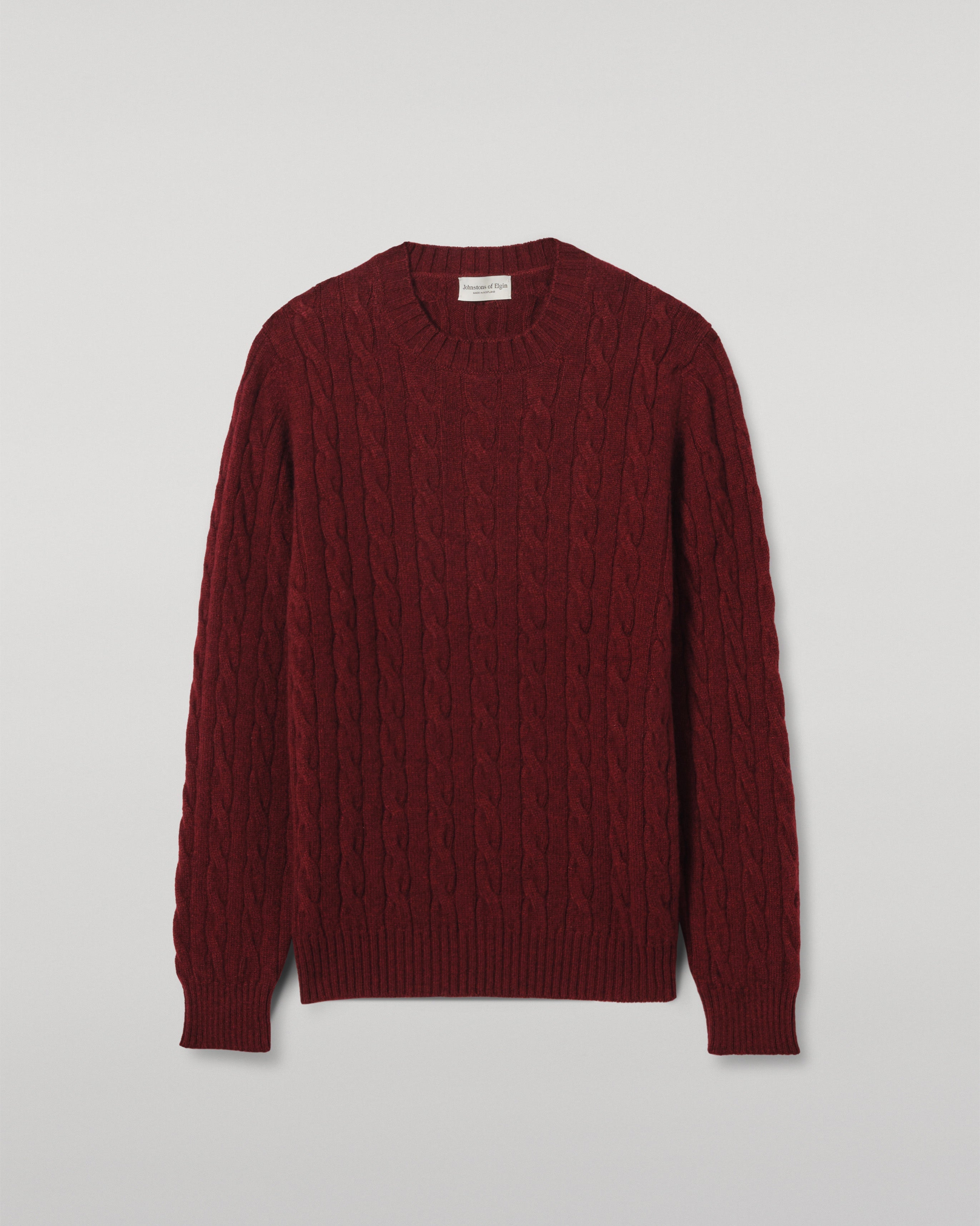 Calder Dark Red Cable Cashmere Jumper