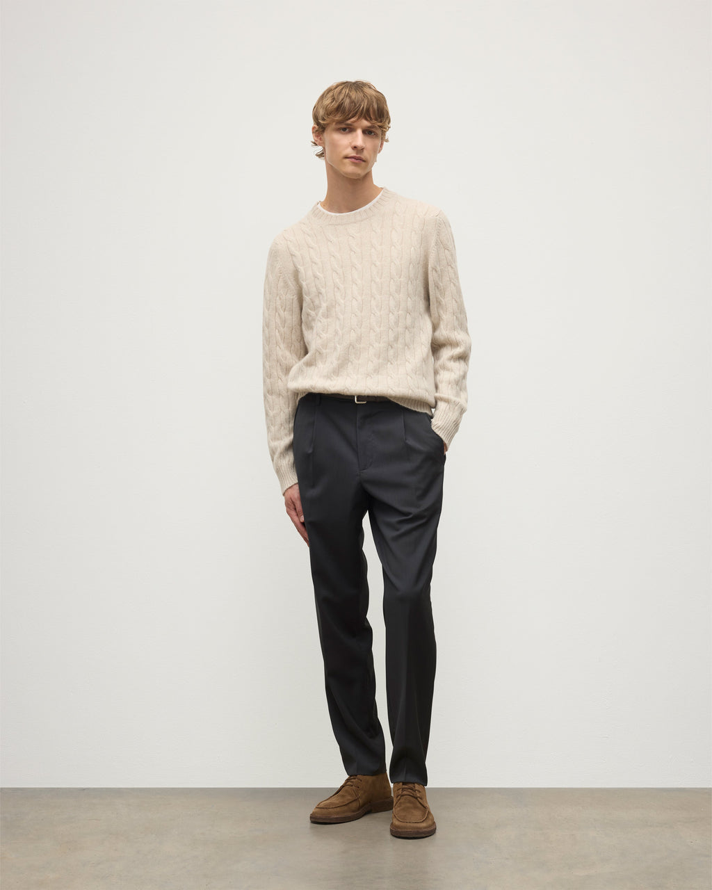 Calder Natural Cable Cashmere Jumper
