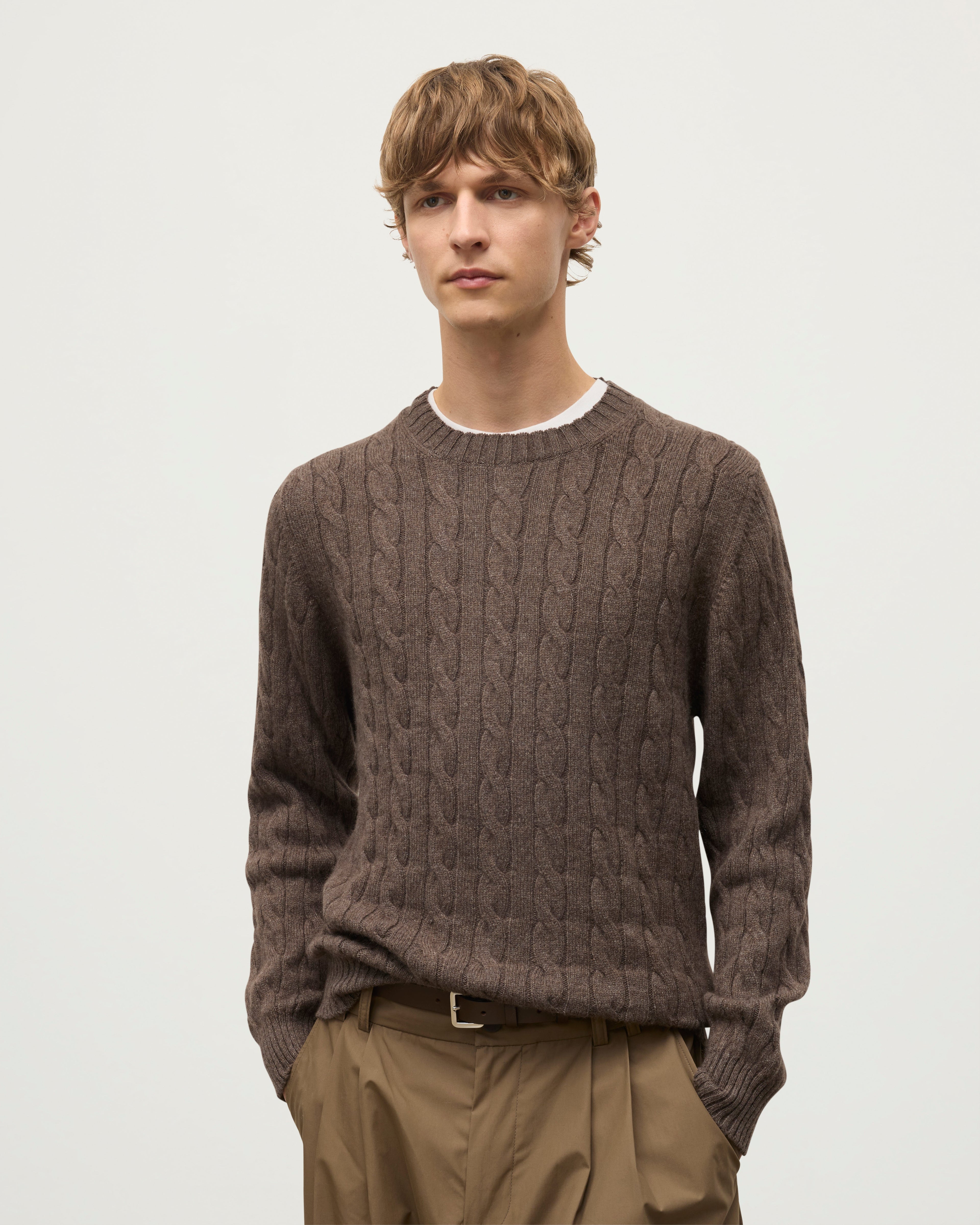 Calder Brown Cable Cashmere Jumper