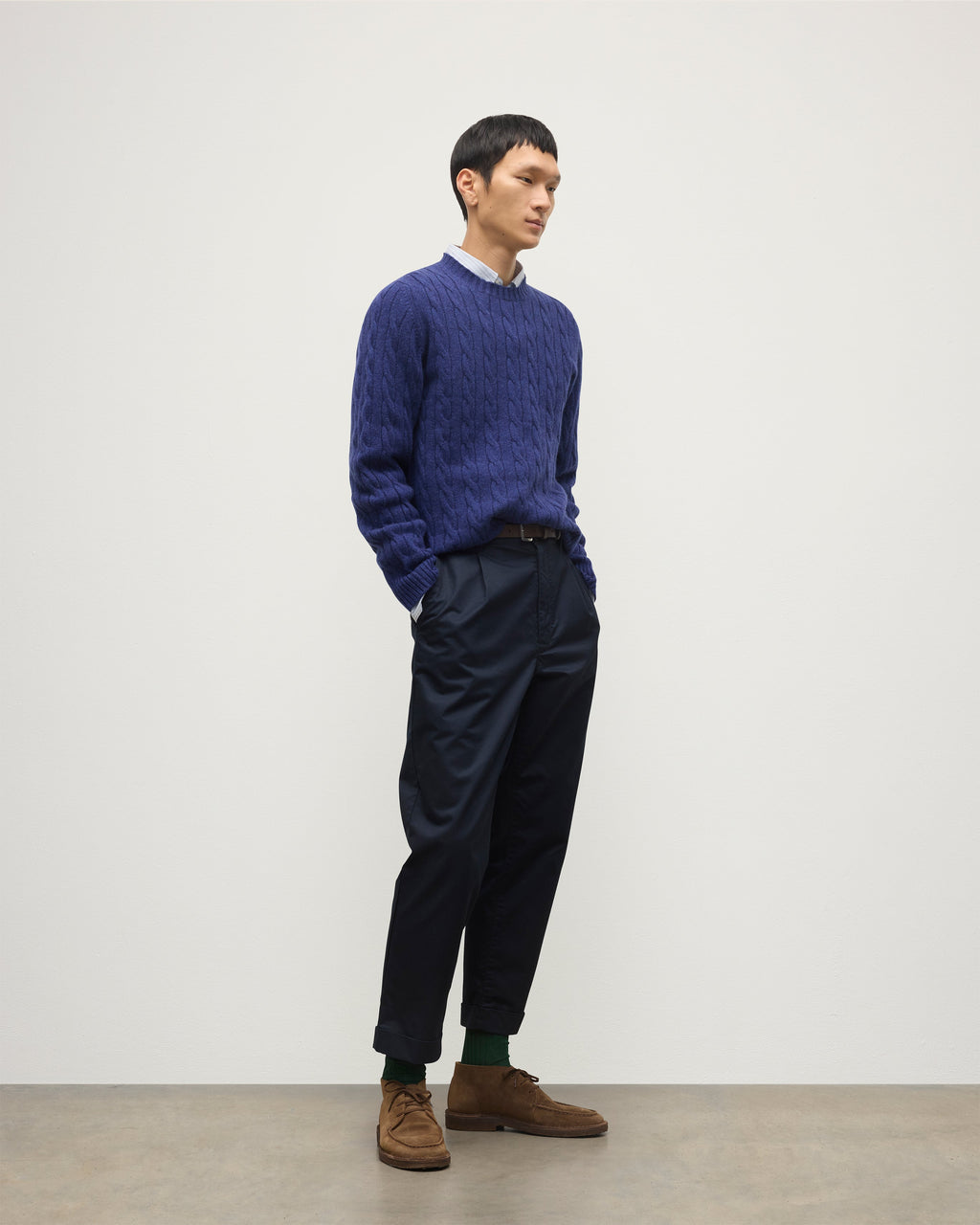 Calder Blue Cable Cashmere Jumper