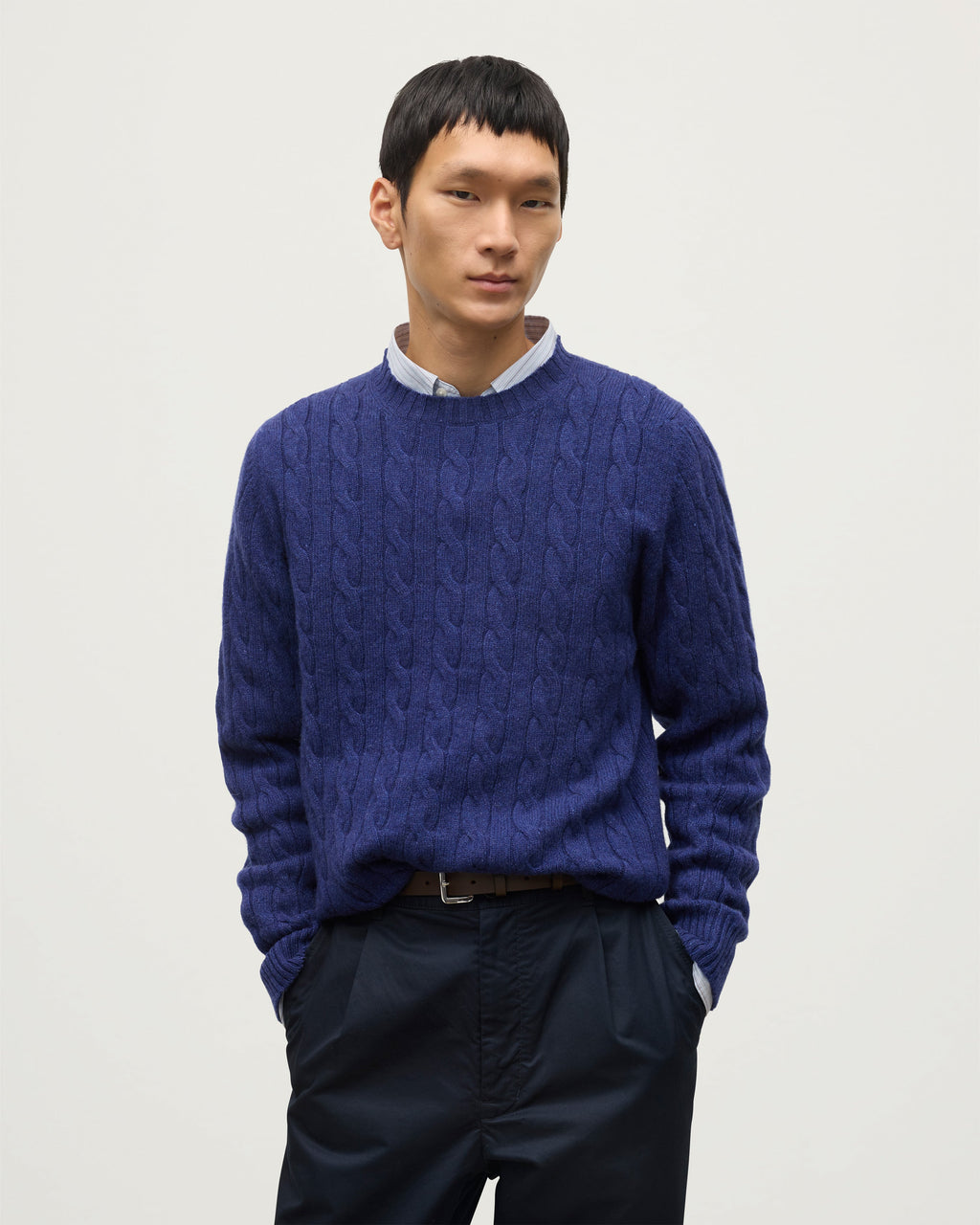 Calder Blue Cable Cashmere Jumper