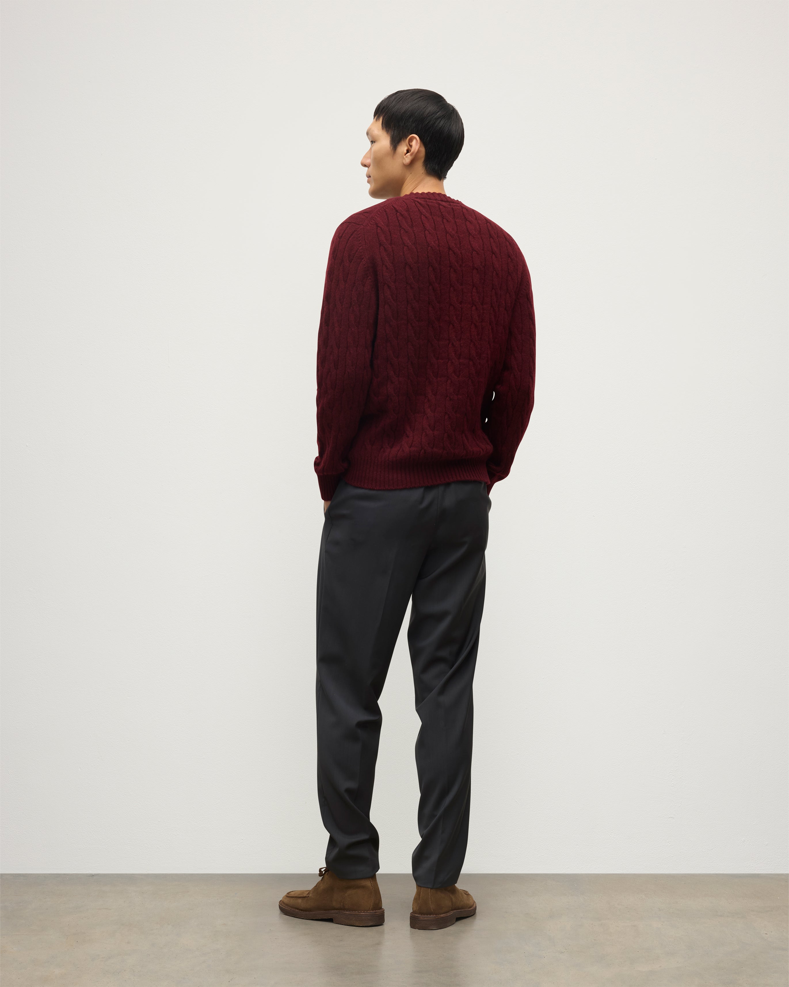 Calder Dark Red Cable Cashmere Jumper