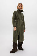 Chunky Rib Knit Olive Green Cashmere Cardigan