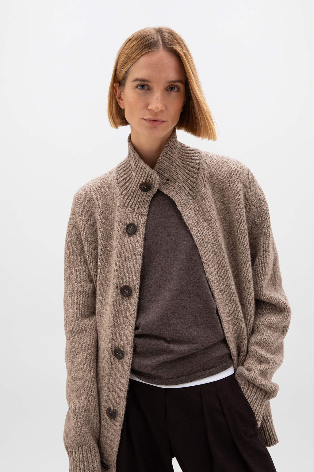 Donegal Cashmere Light Brown Cardigan