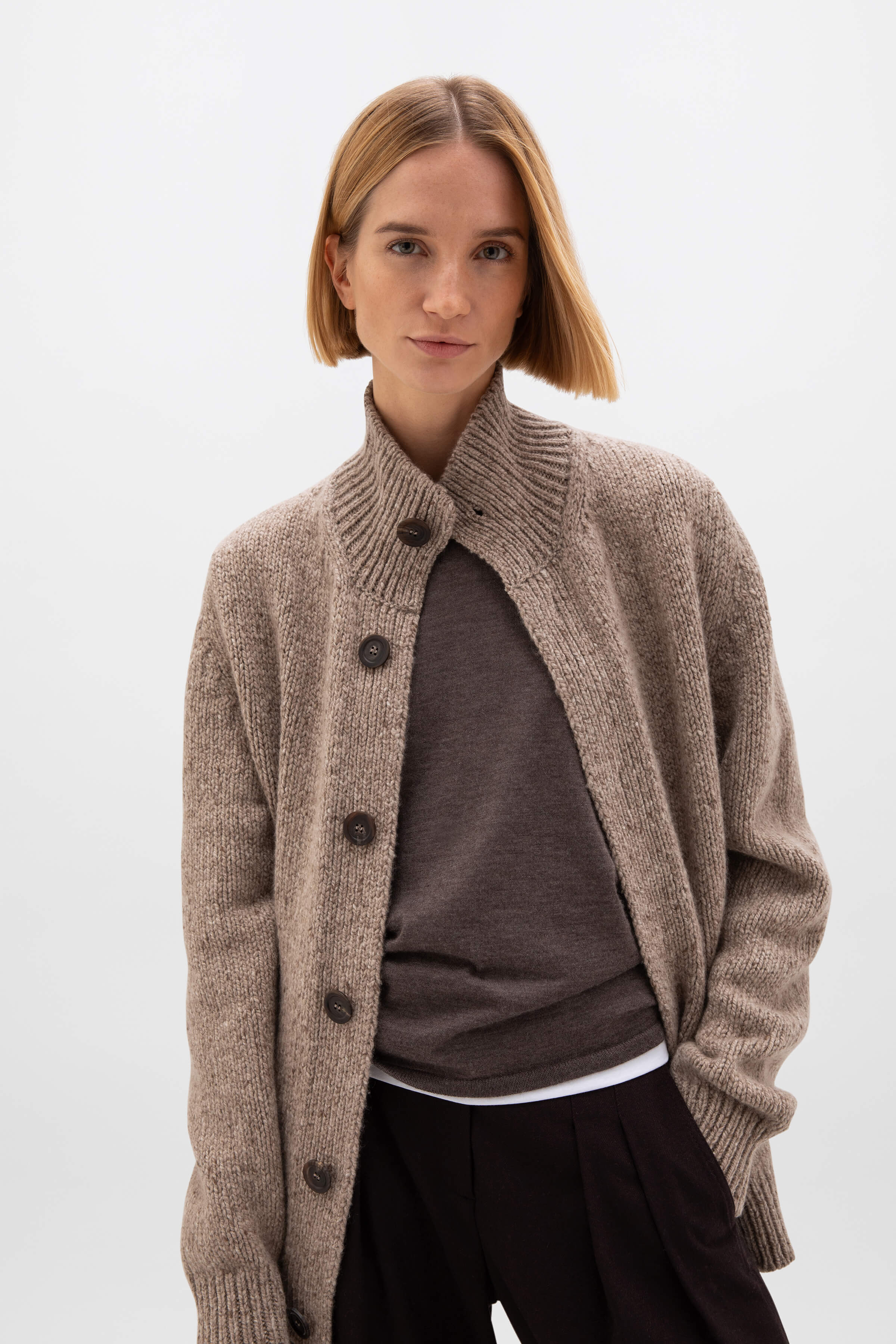 Donegal Cashmere Light Brown Cardigan