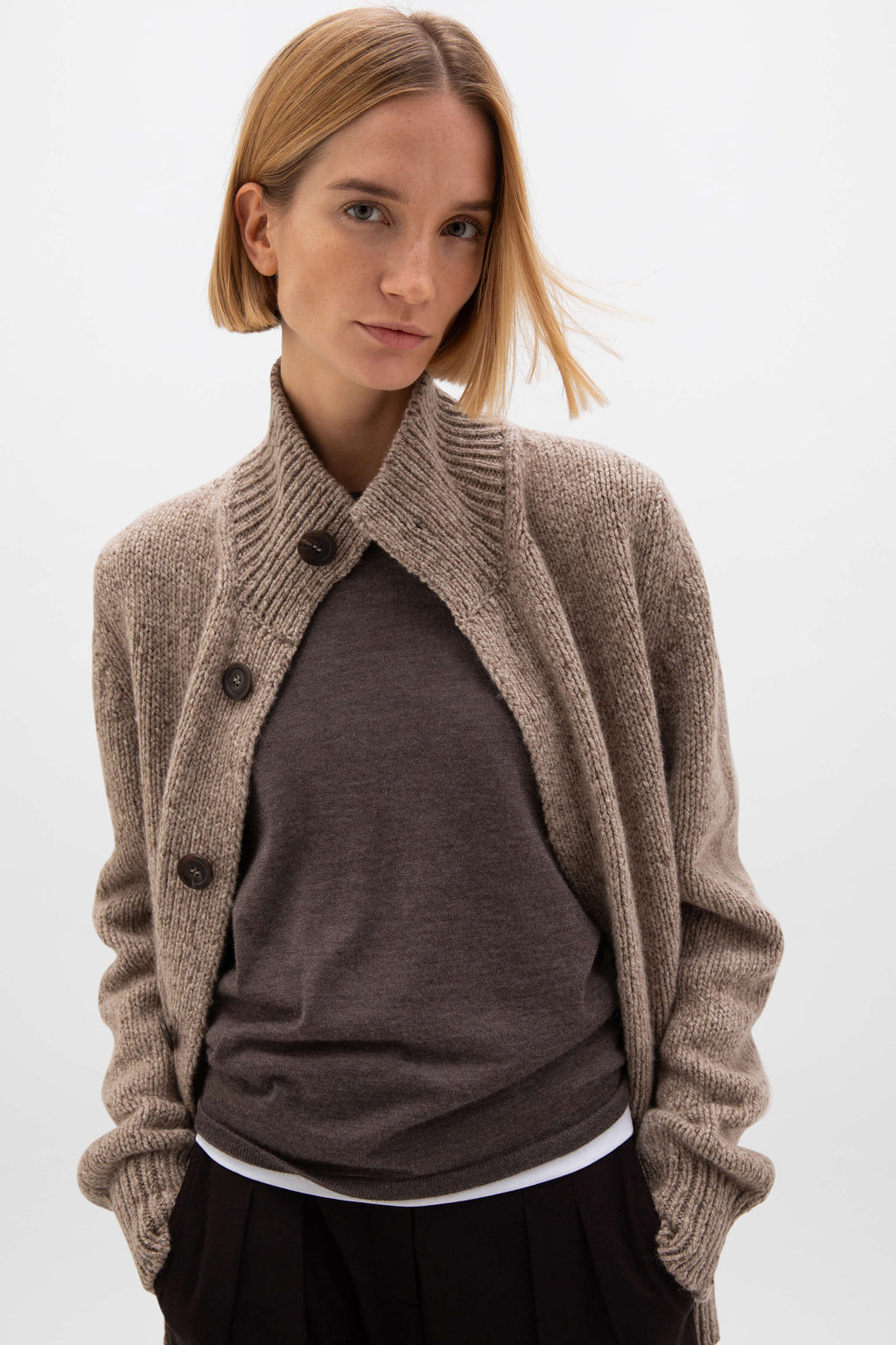 Donegal Cashmere Light Brown Cardigan