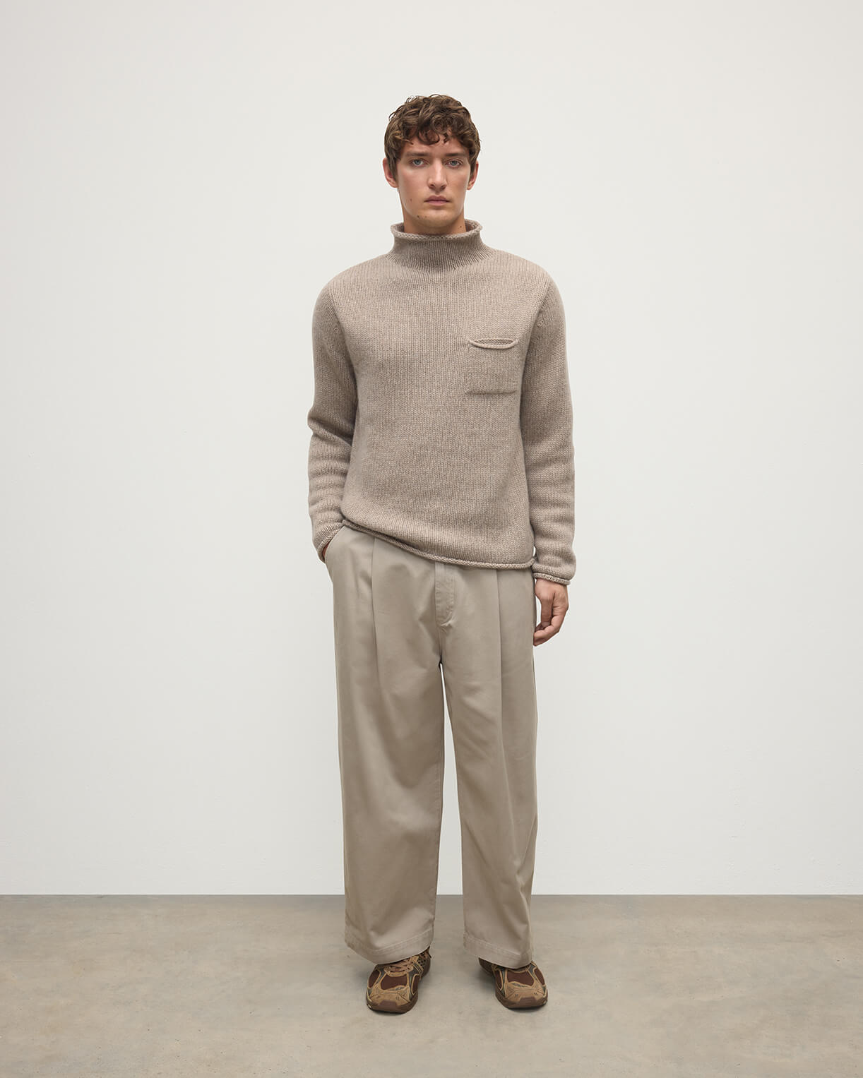 Brown Cashmere Turtleneck Jumper