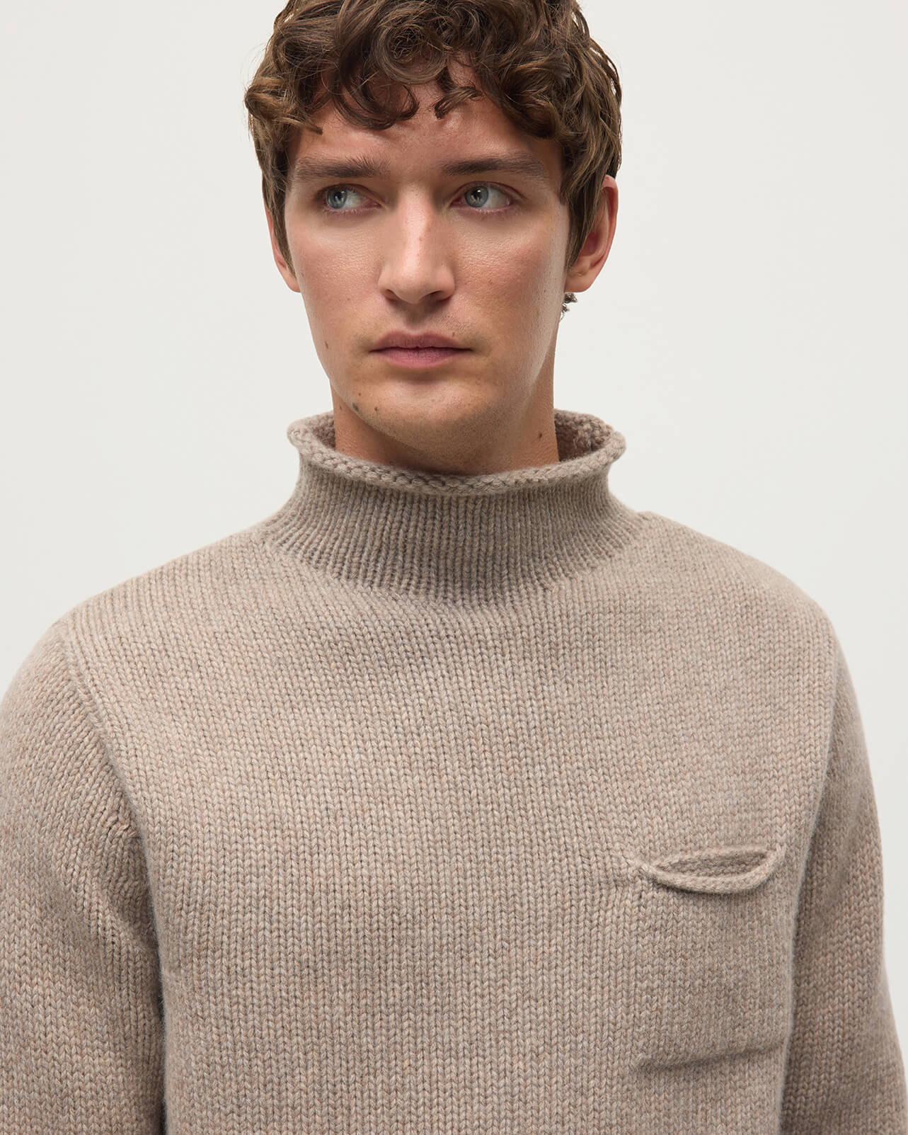 Brown Cashmere Turtleneck Jumper