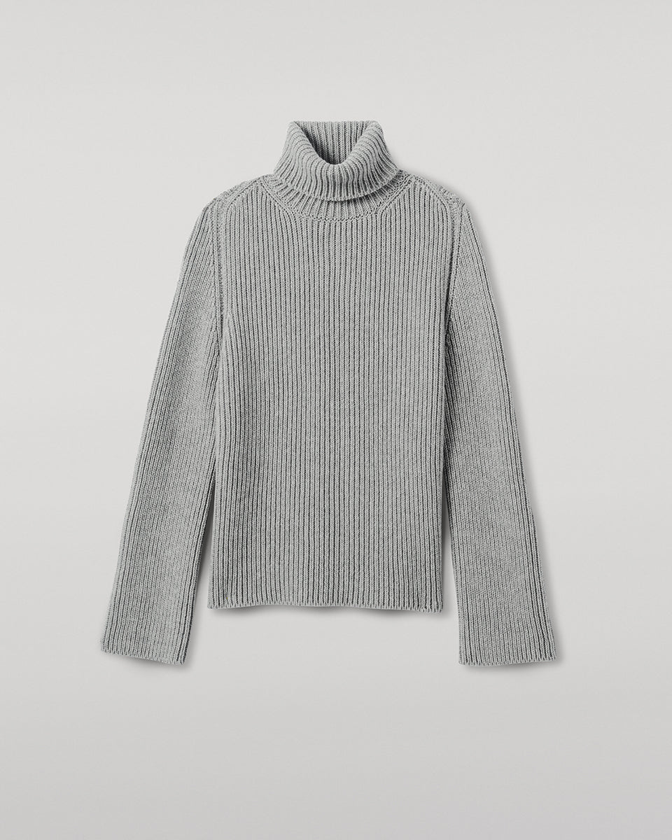 Roll-Collar Light Grey Cashmere Jumper