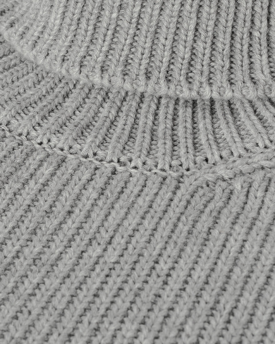 Roll-Collar Light Grey Cashmere Jumper