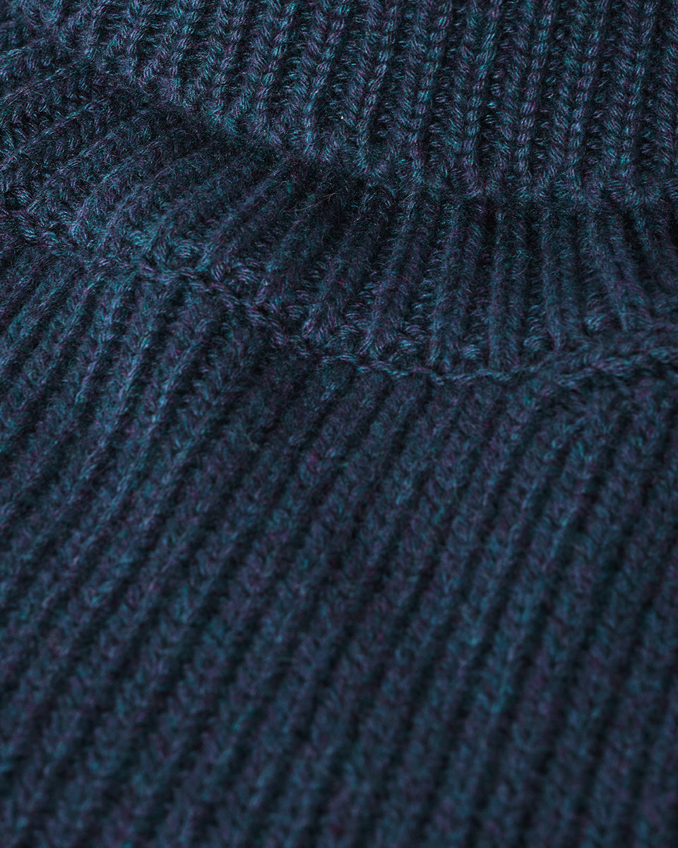 Roll-Collar Navy Cashmere Jumper