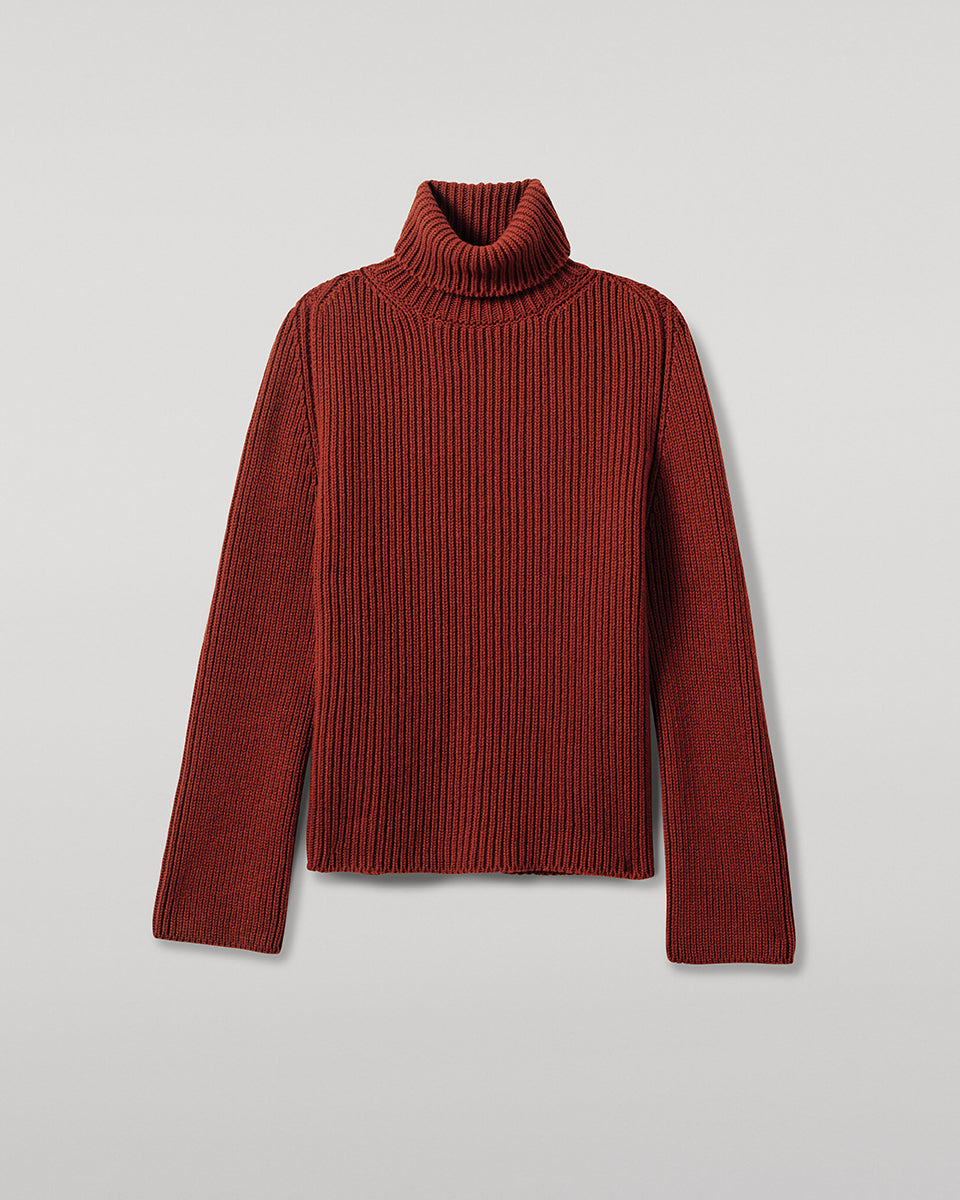 Roll-Collar Dark Red Cashmere Jumper