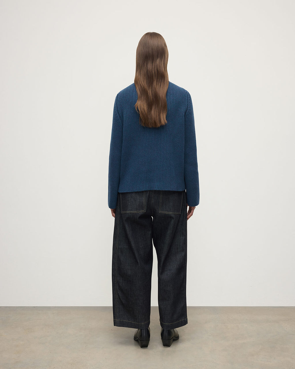 Roll-Collar Navy Cashmere Jumper
