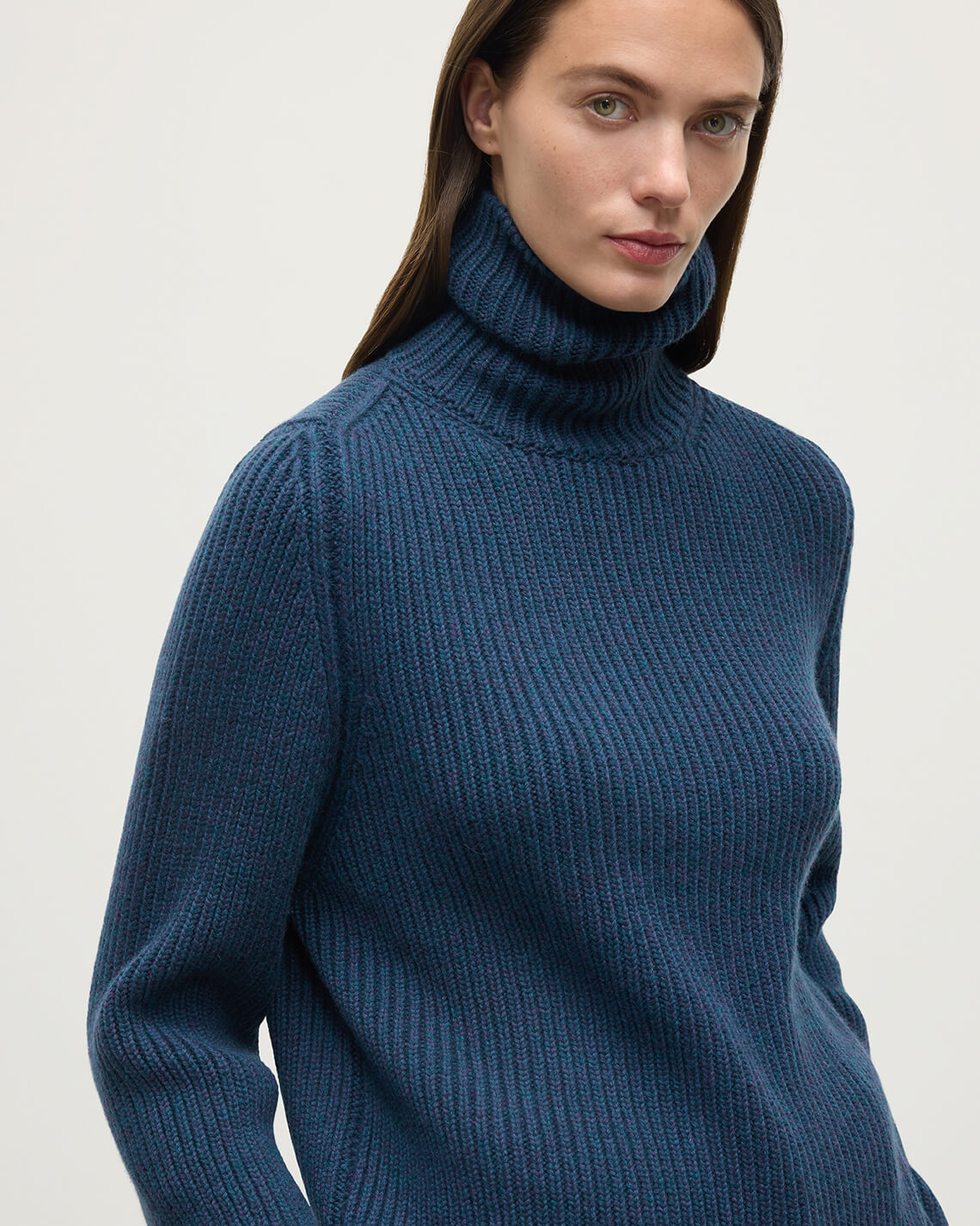 Roll-Collar Navy Cashmere Jumper