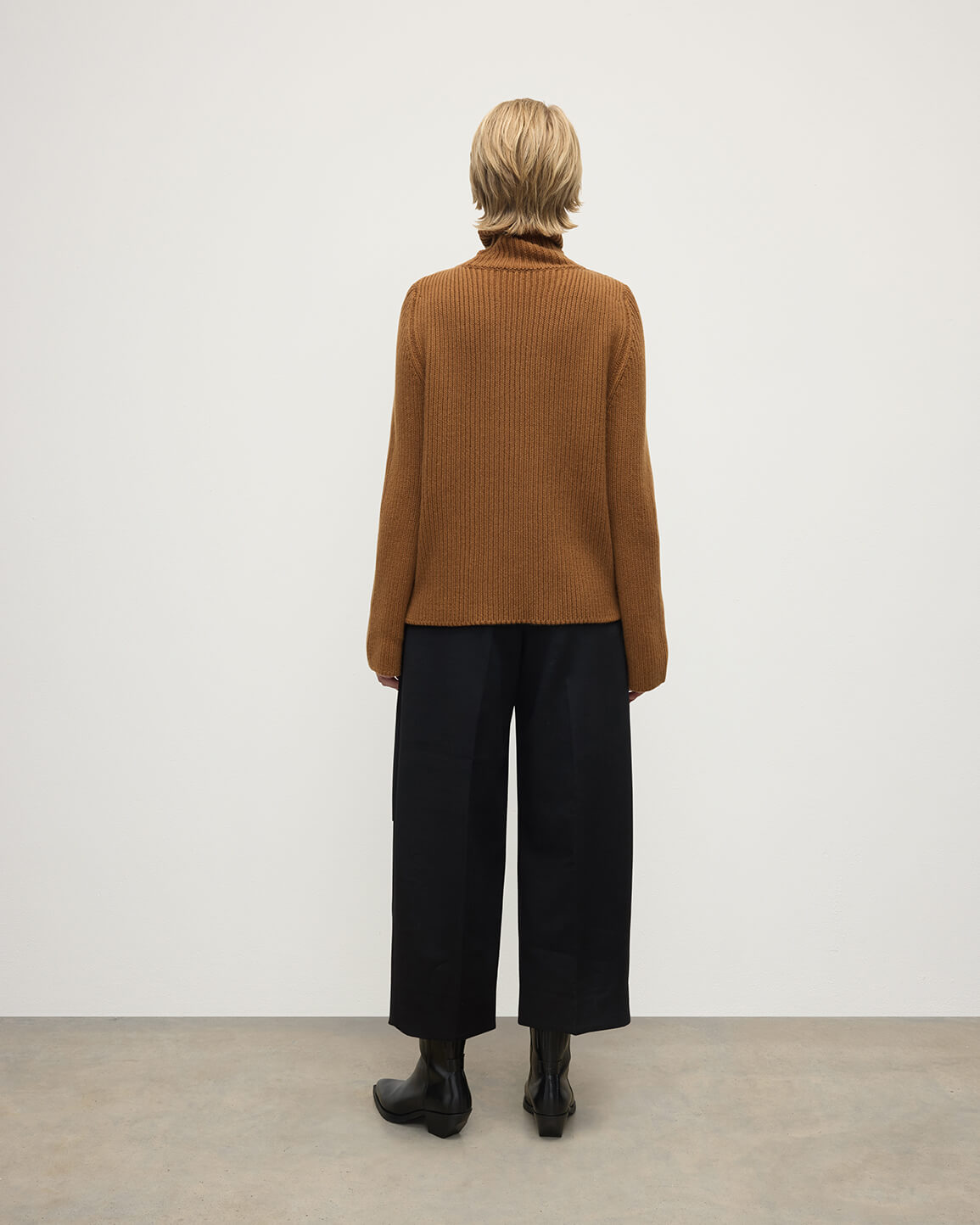 Roll-Collar Dark Camel Cashmere Jumper