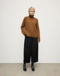 Roll-Collar Dark Camel Cashmere Jumper
