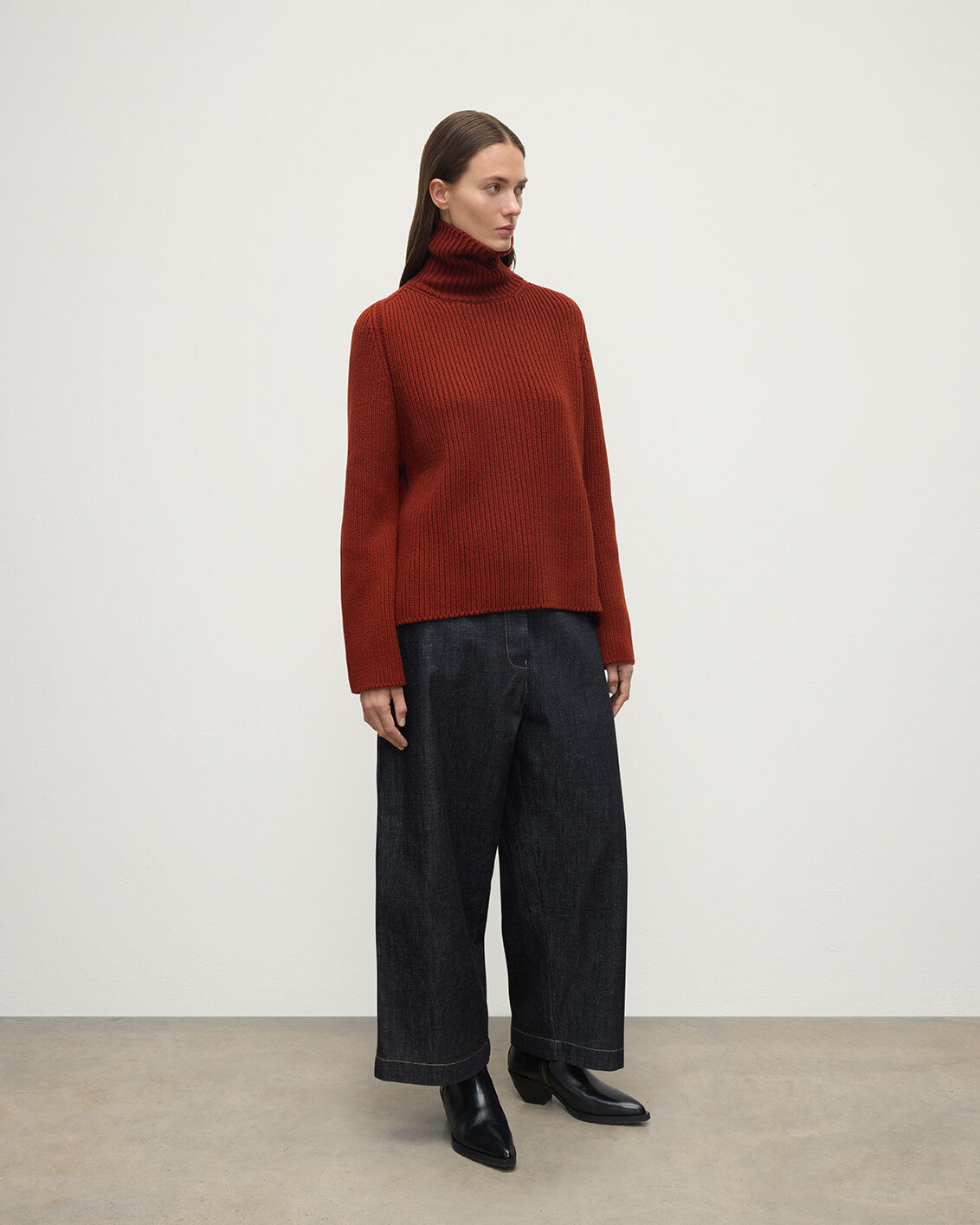 Roll-Collar Dark Red Cashmere Jumper