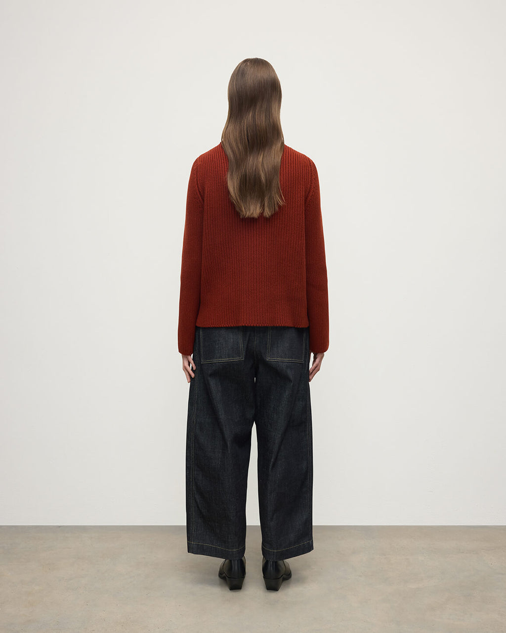 Roll-Collar Dark Red Cashmere Jumper