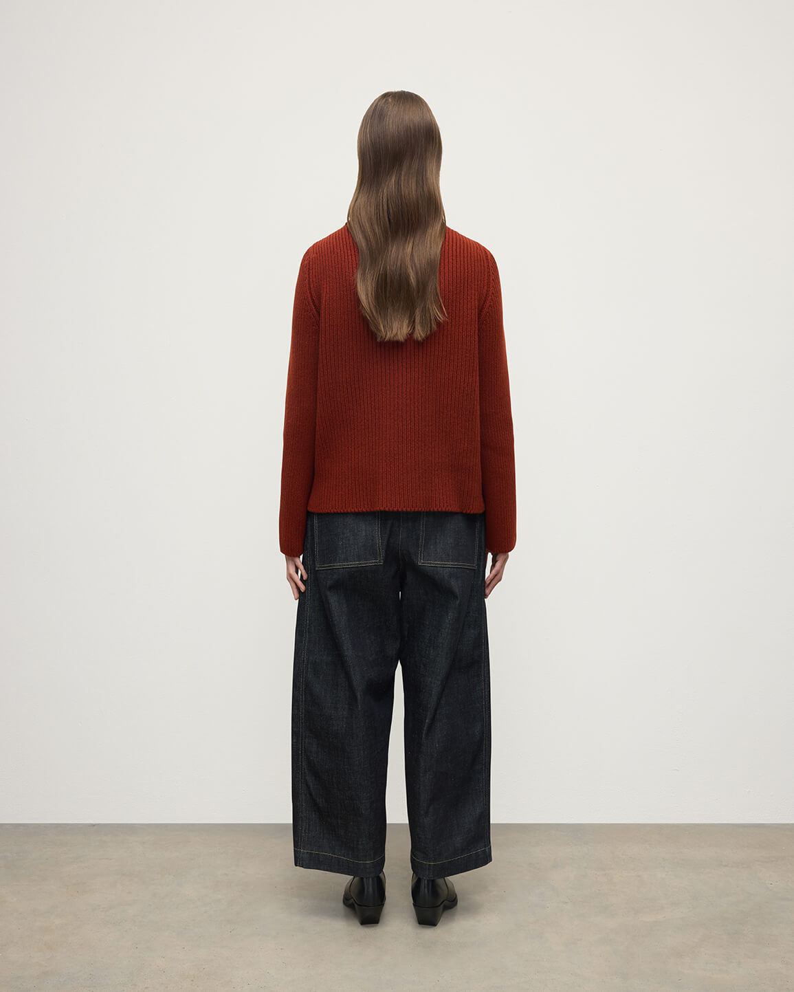 Roll-Collar Dark Red Cashmere Jumper