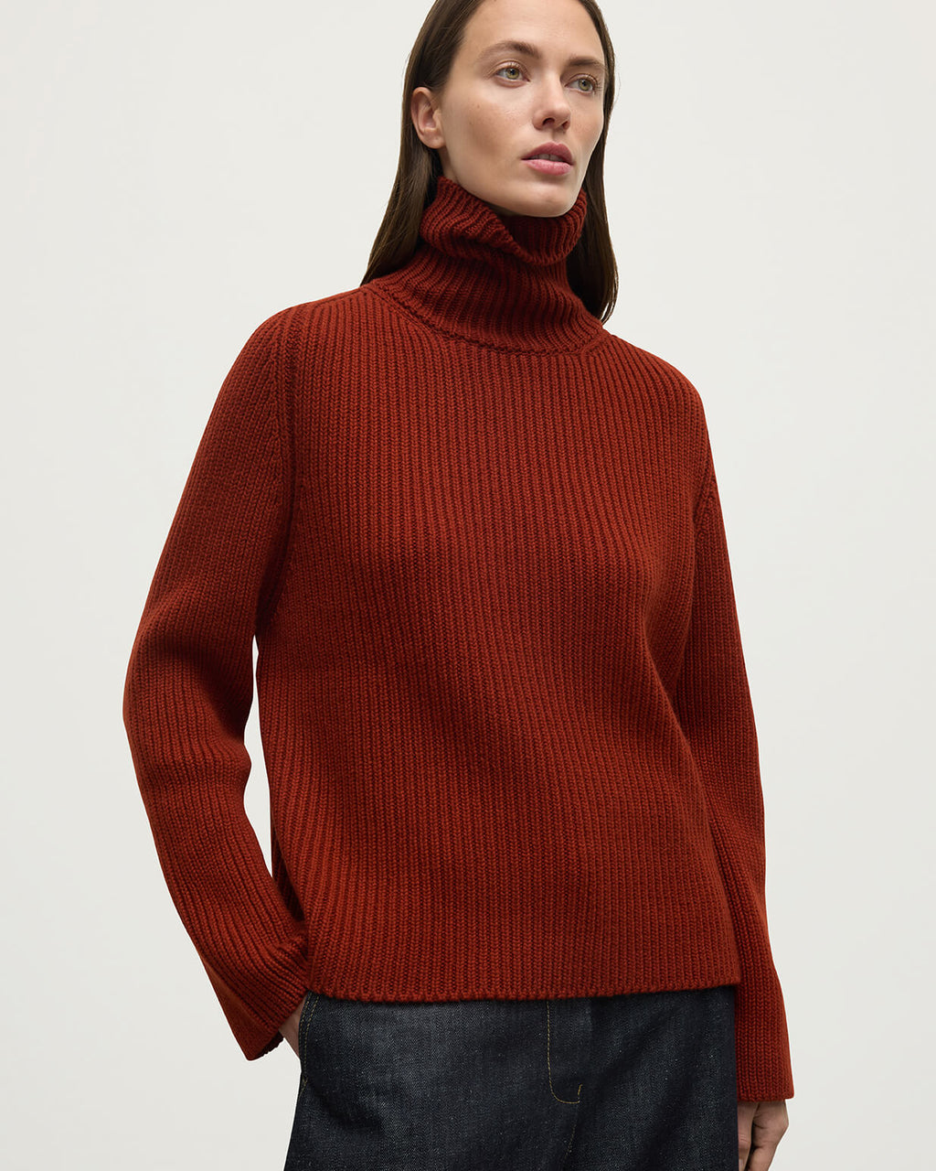 Roll-Collar Dark Red Cashmere Jumper