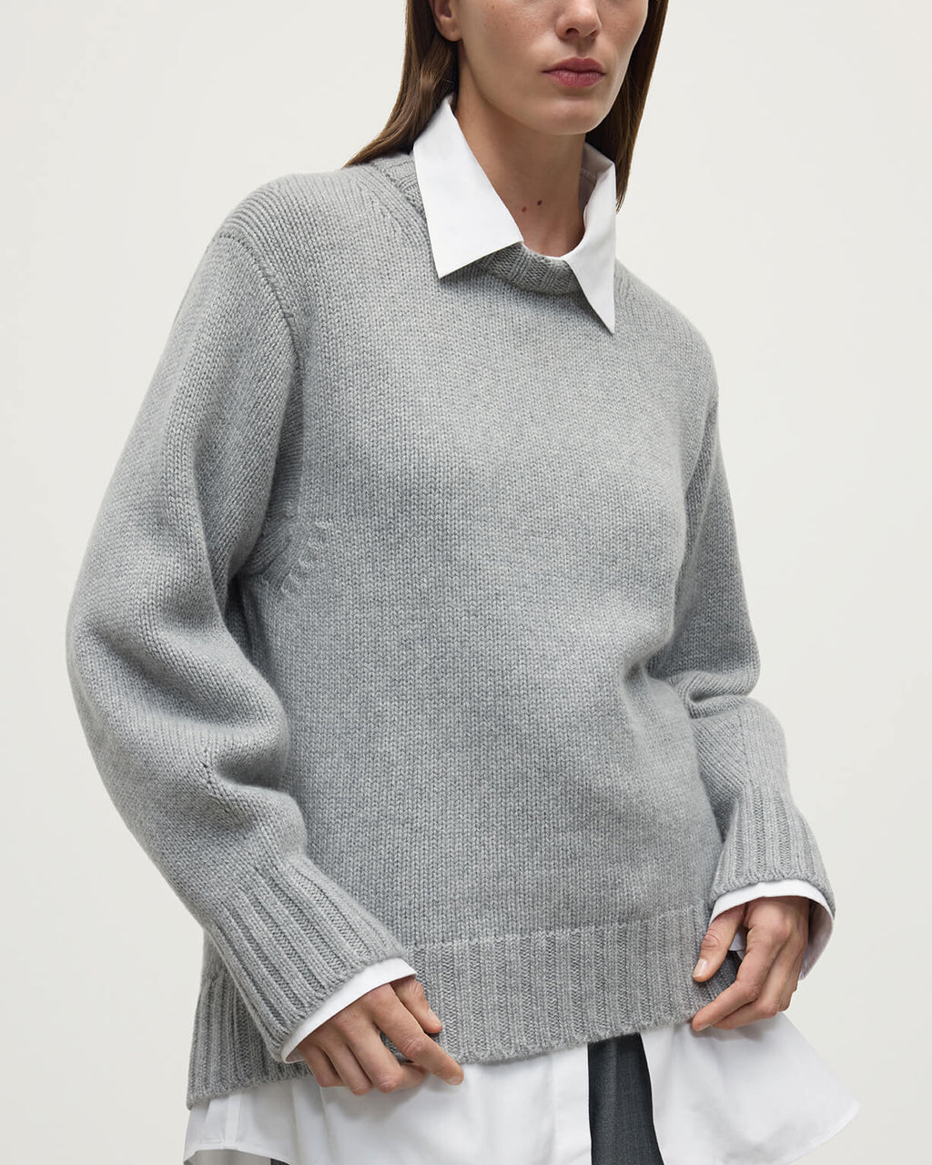 Relaxed Light Grey Cashmere Jumper