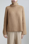 Chunky Cashmere Camel Roll Neck Jumper