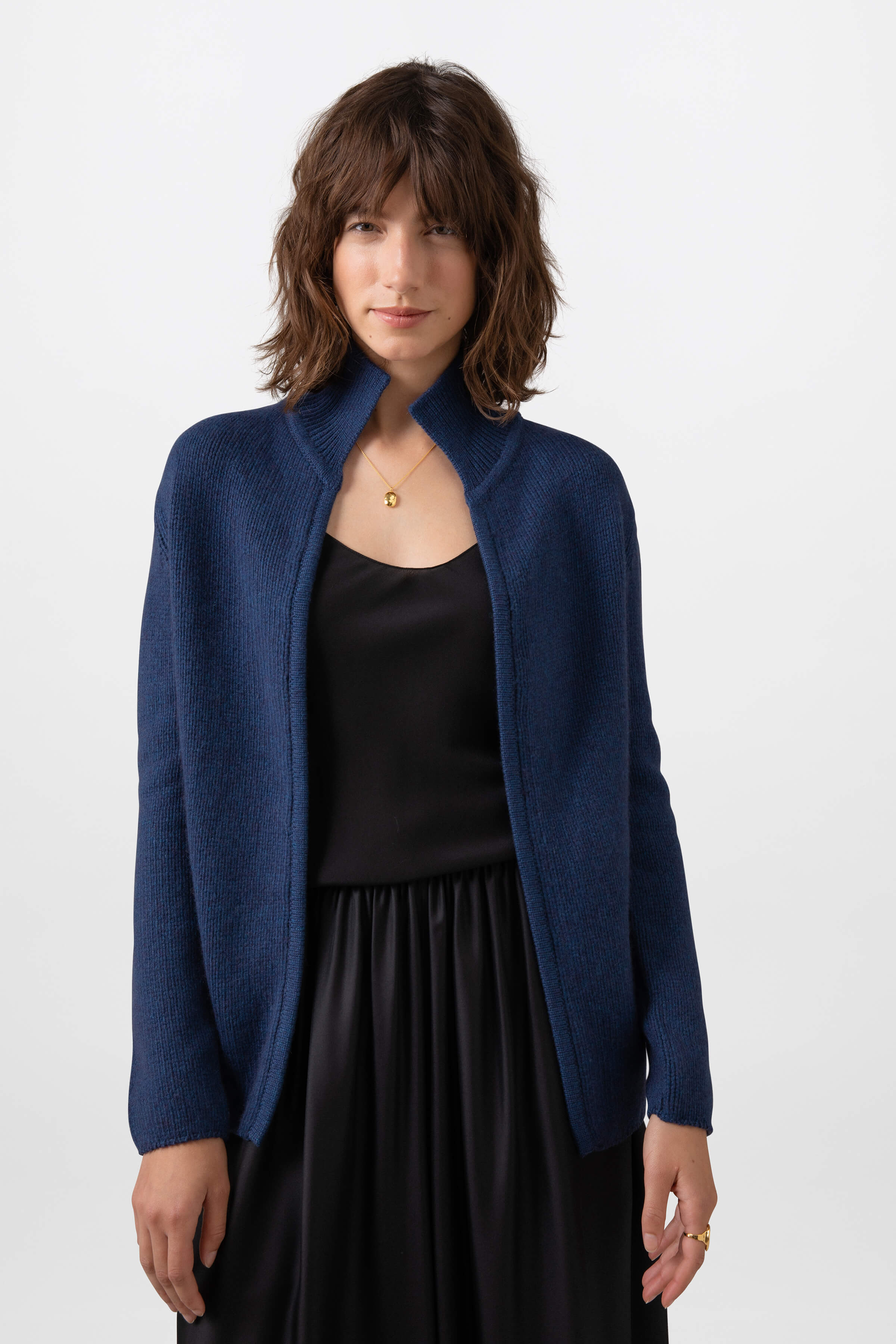 Edge to Edge Mid Blue Cashmere Cardigan