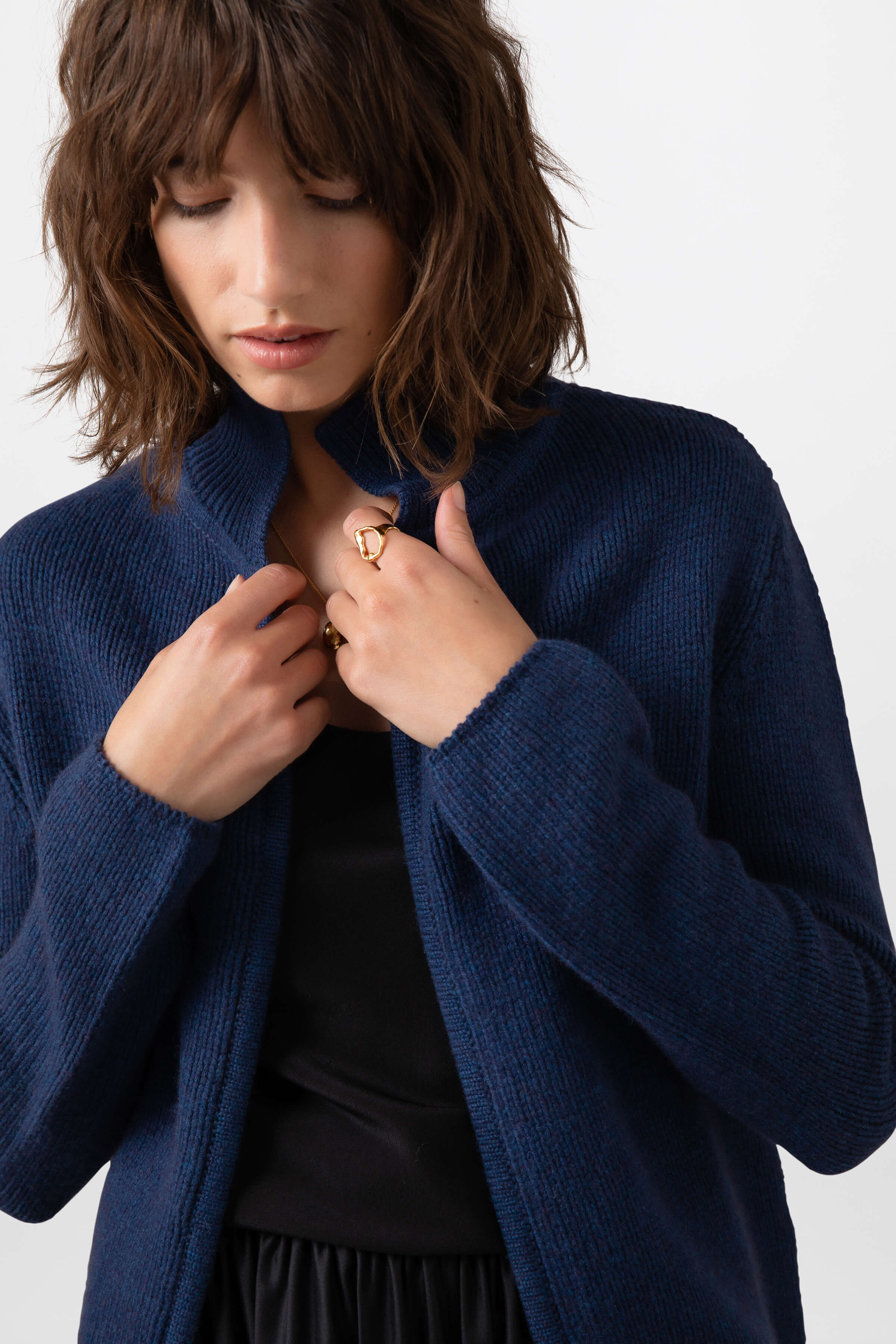 Edge to Edge Mid Blue Cashmere Cardigan