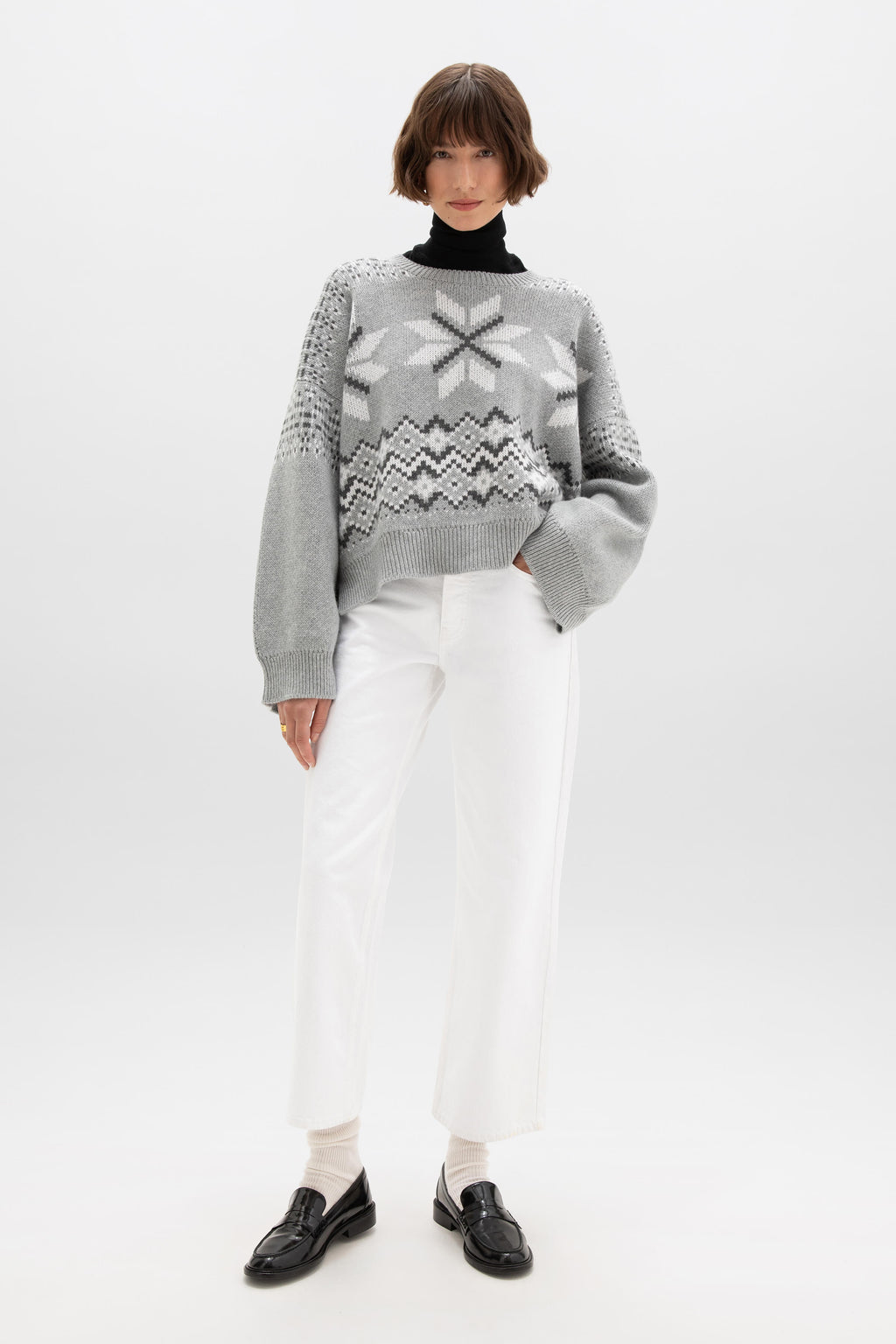 Fairisle Light Grey Cashmere Jumper