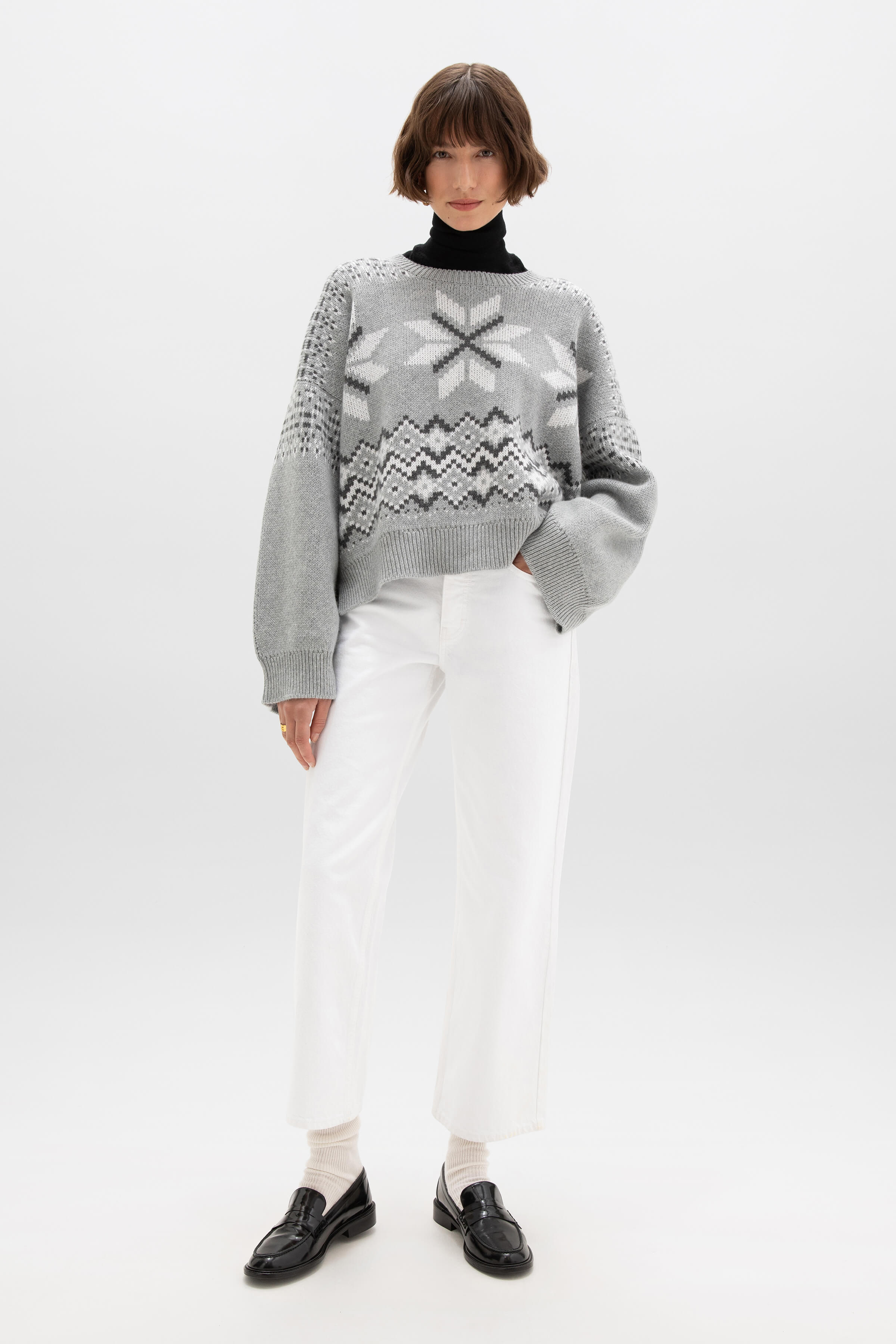 Fairisle Light Grey Cashmere Jumper