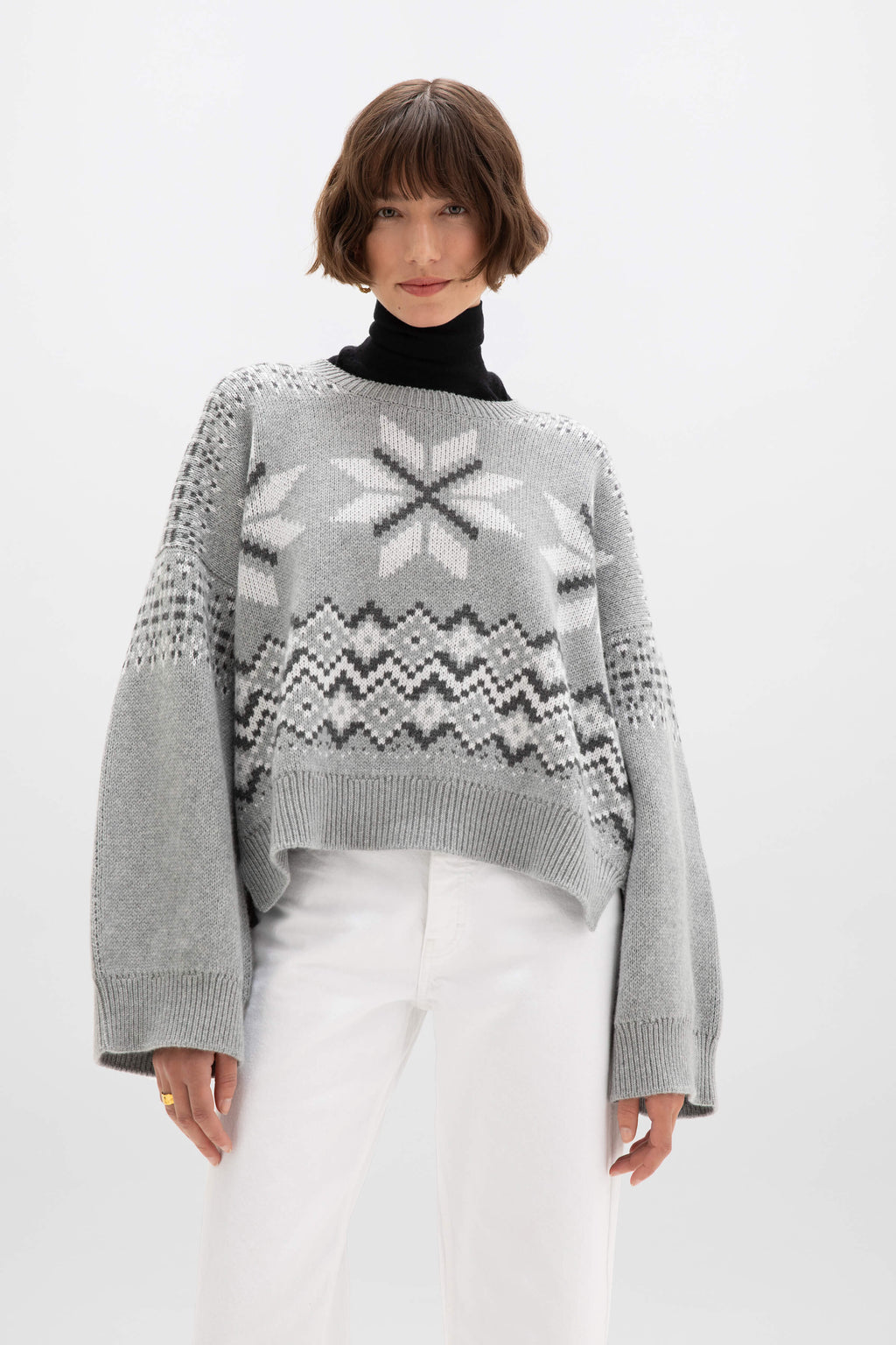 Fairisle Light Grey Cashmere Jumper