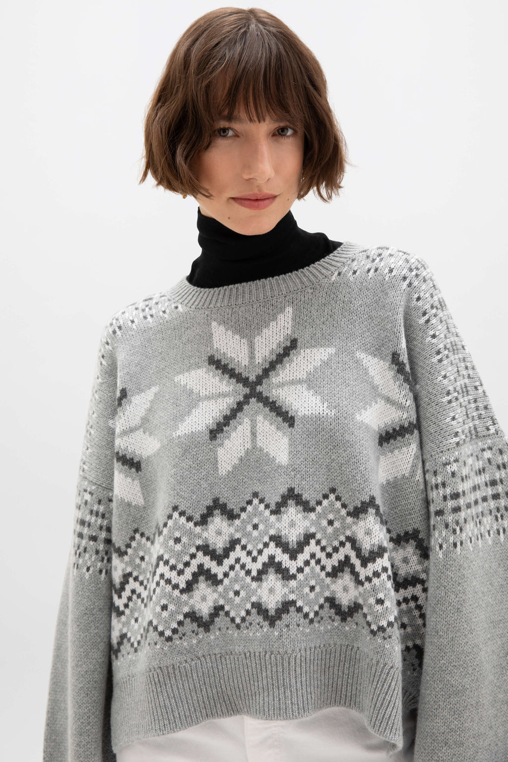 Fairisle Light Grey Cashmere Jumper